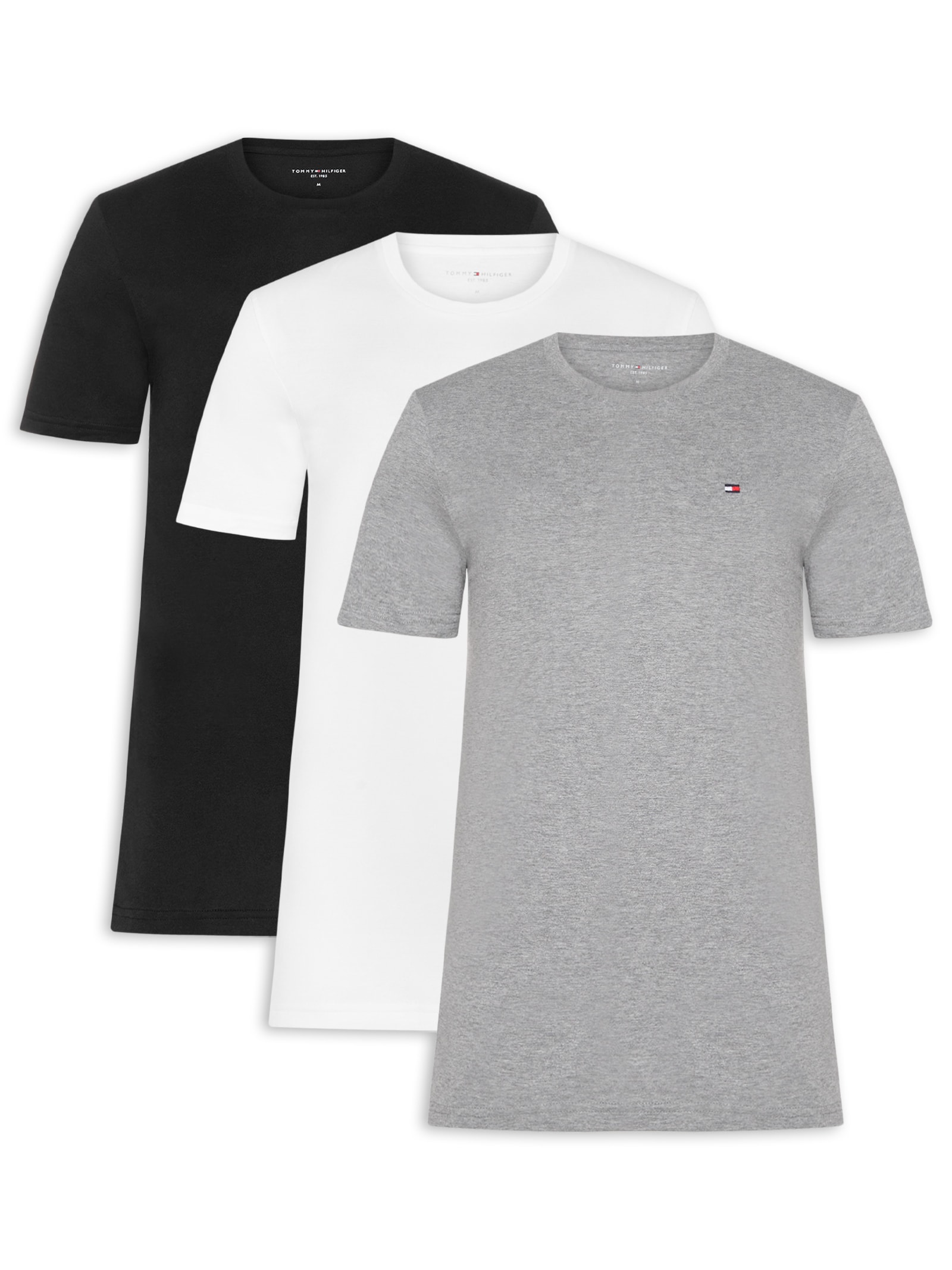 Kit 3 Camisetas Masculinas Básicas Em Algodão Tommy Hilfiger