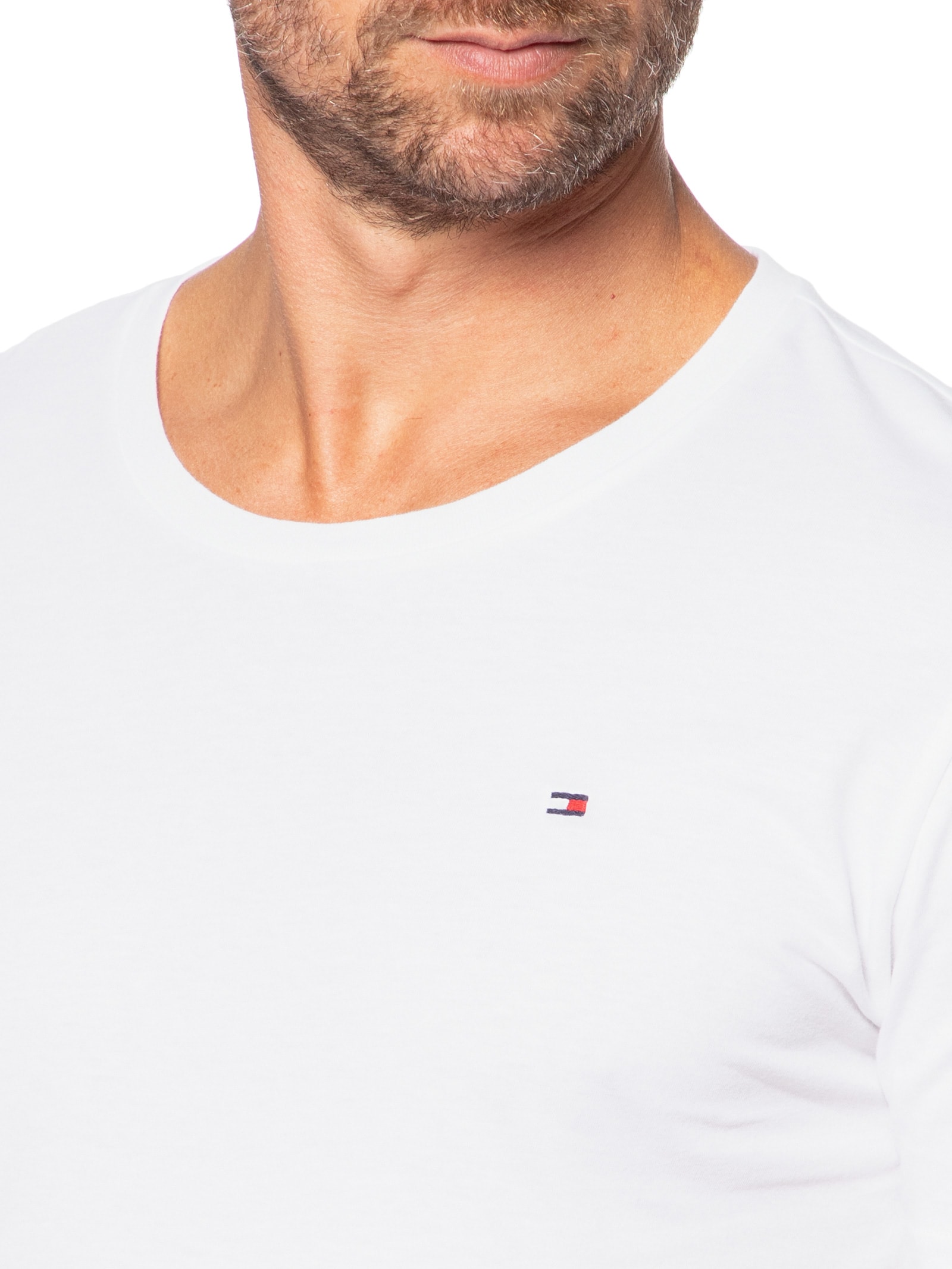 Kit 3 Camisetas Masculinas Básicas Em Algodão Branco Tommy Hilfiger
