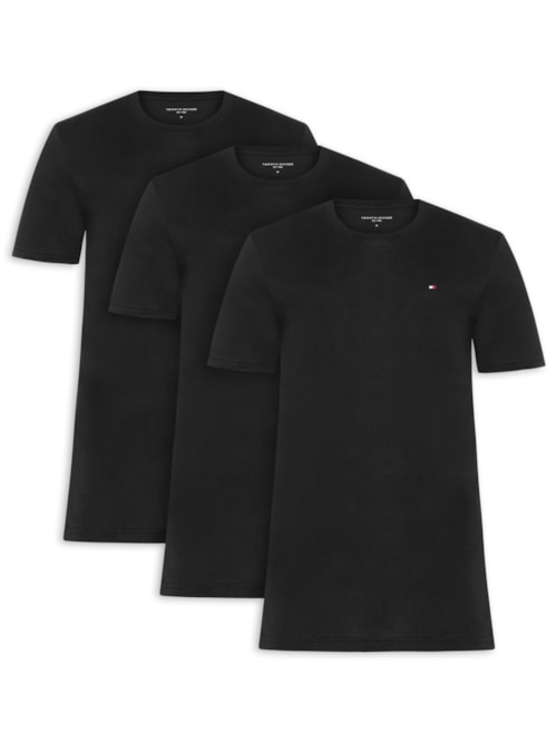 Kit 3 Camisetas Masculinas Básicas Em Algodão - Preto