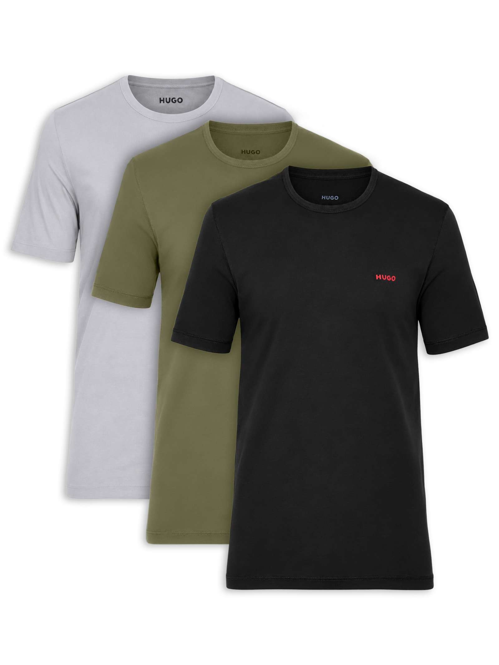 Kit 3 Camisetas Masculinas RN Triplet P Cinza Hugo
