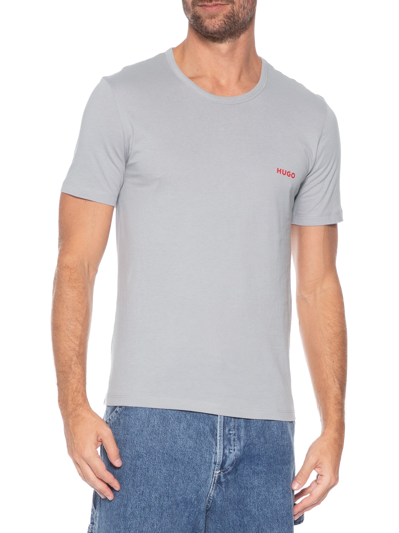 Kit 3 Camisetas Masculinas RN Triplet P Cinza Hugo