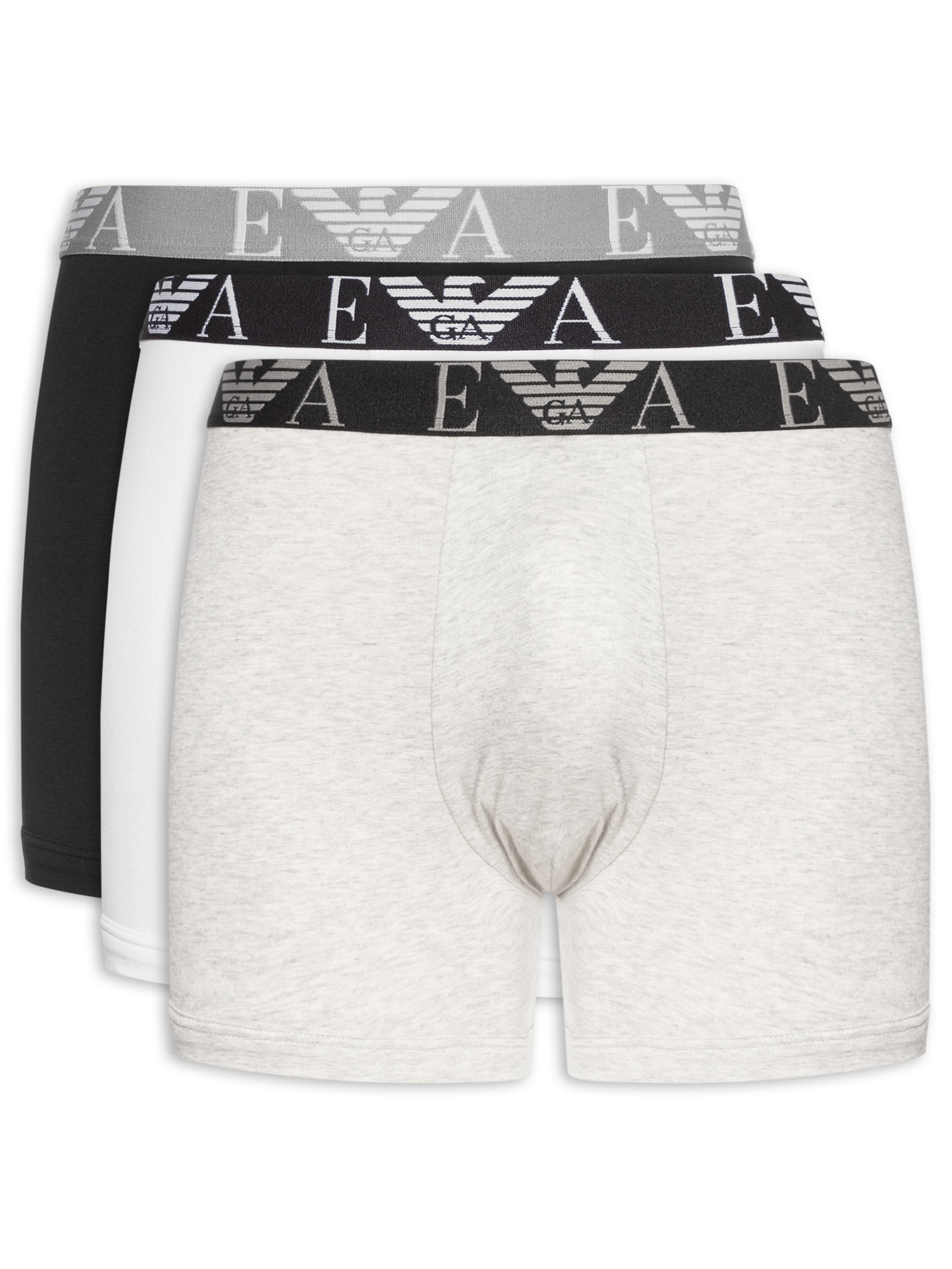 Kit 3 Cuecas Boxer Bottom 3 Peças Cinza Emporio Armani Bodywear