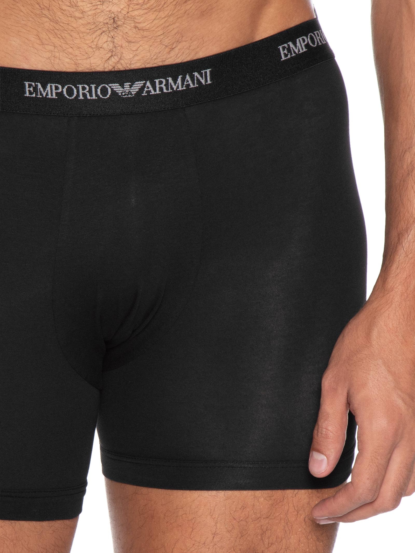 Kit 3 Cuecas Boxer Bottom Preto Emporio Armani Bodywear