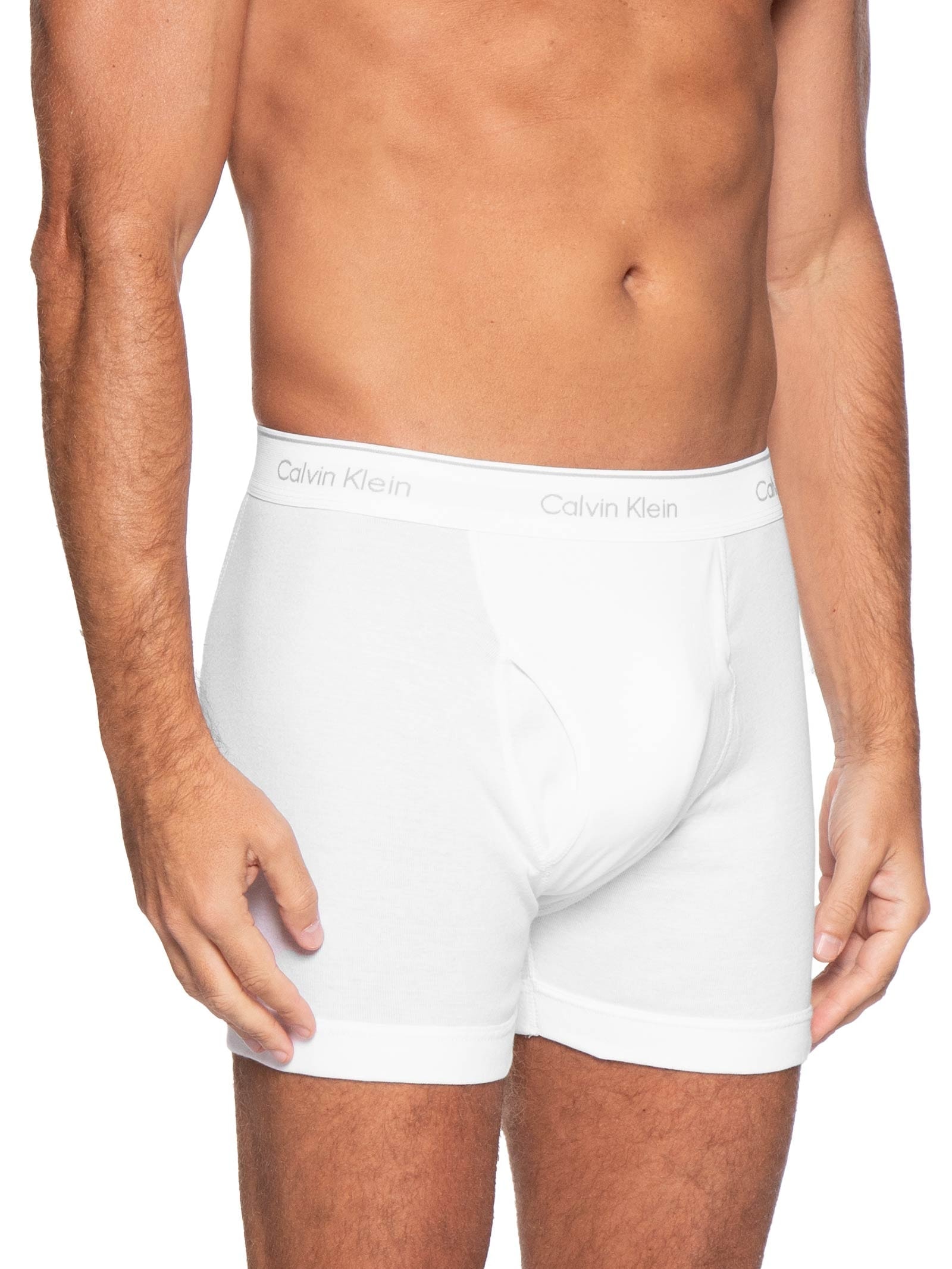 Kit 3 Cuecas Boxer Brief em Ribana De Algodão Branco Calvin Klein Underwear