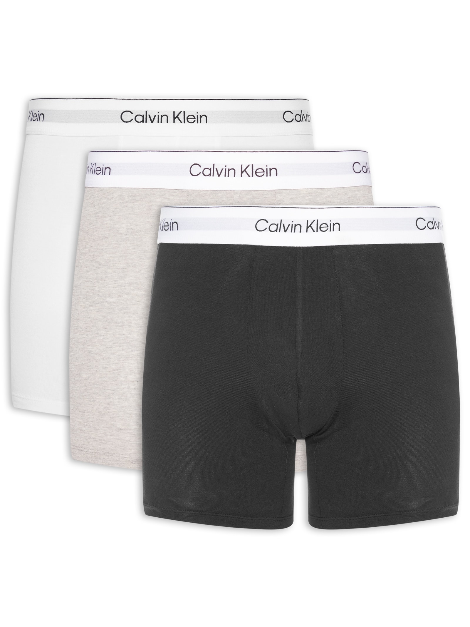 Kit 3 Cuecas Boxer Icon Cotton Stretch Preto Calvin Klein Underwear