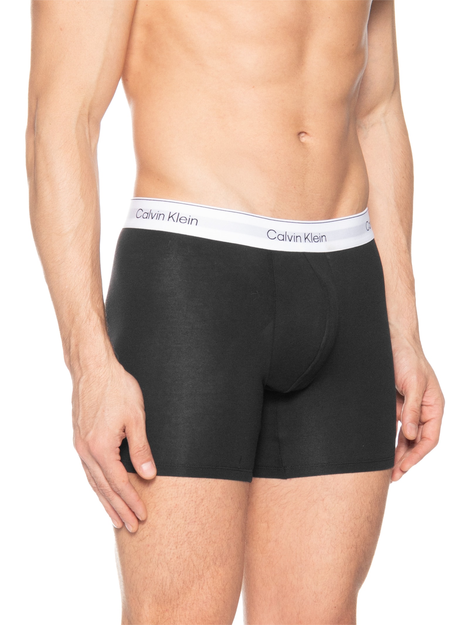 Kit 3 Cuecas Boxer Icon Cotton Stretch Preto Calvin Klein Underwear