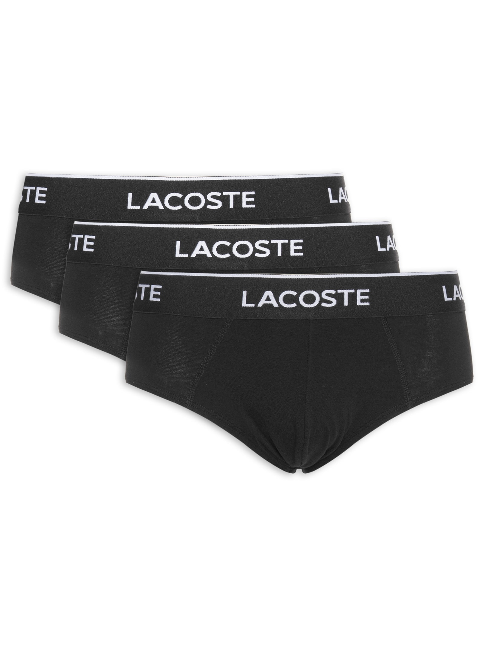 Kit 3 Cuecas Briefs Stretch Preto Lacoste