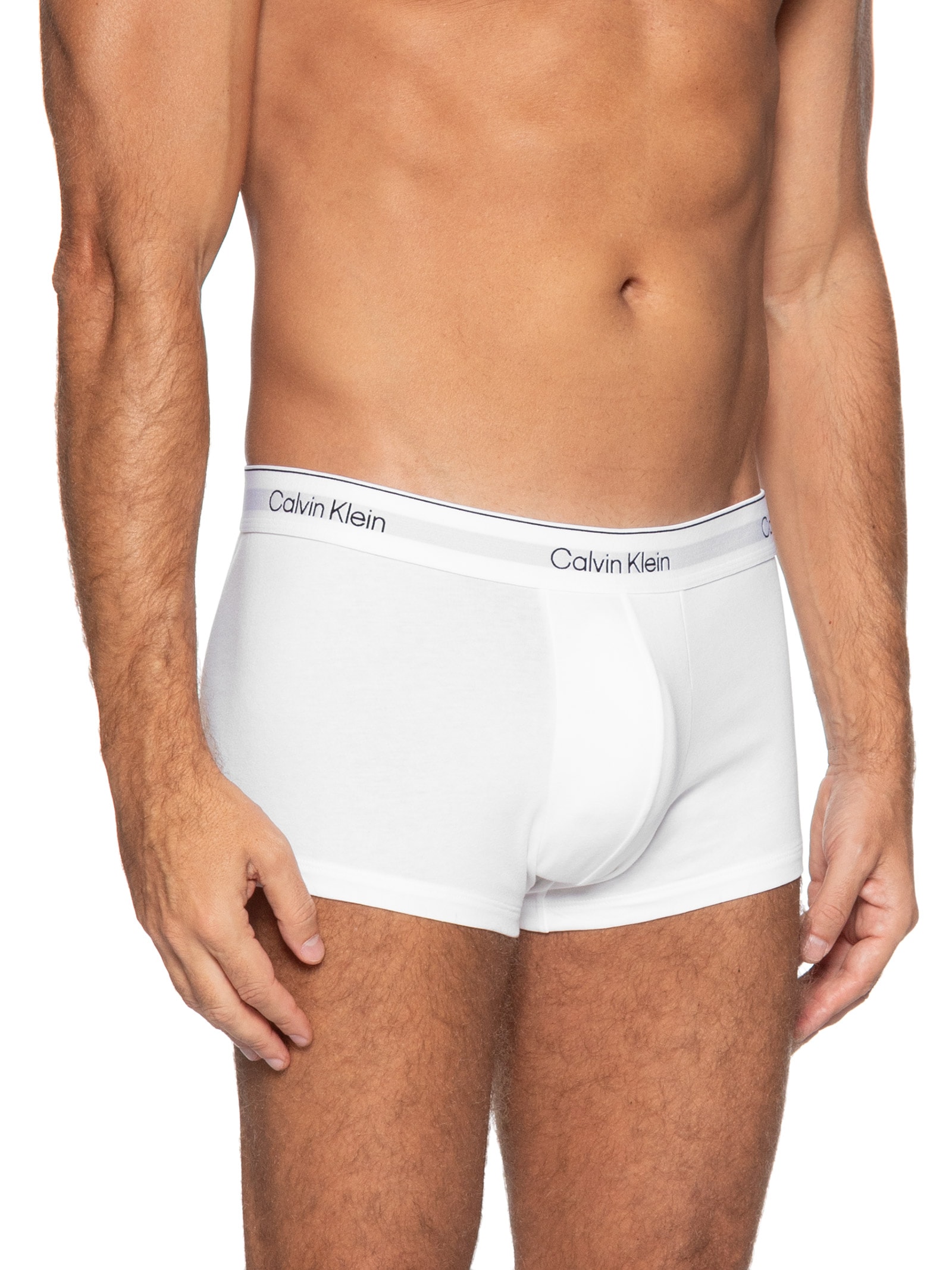 Kit 3 Cuecas Low Rise Trunk Icon Cotton Stretch Branco Calvin Klein Underwear