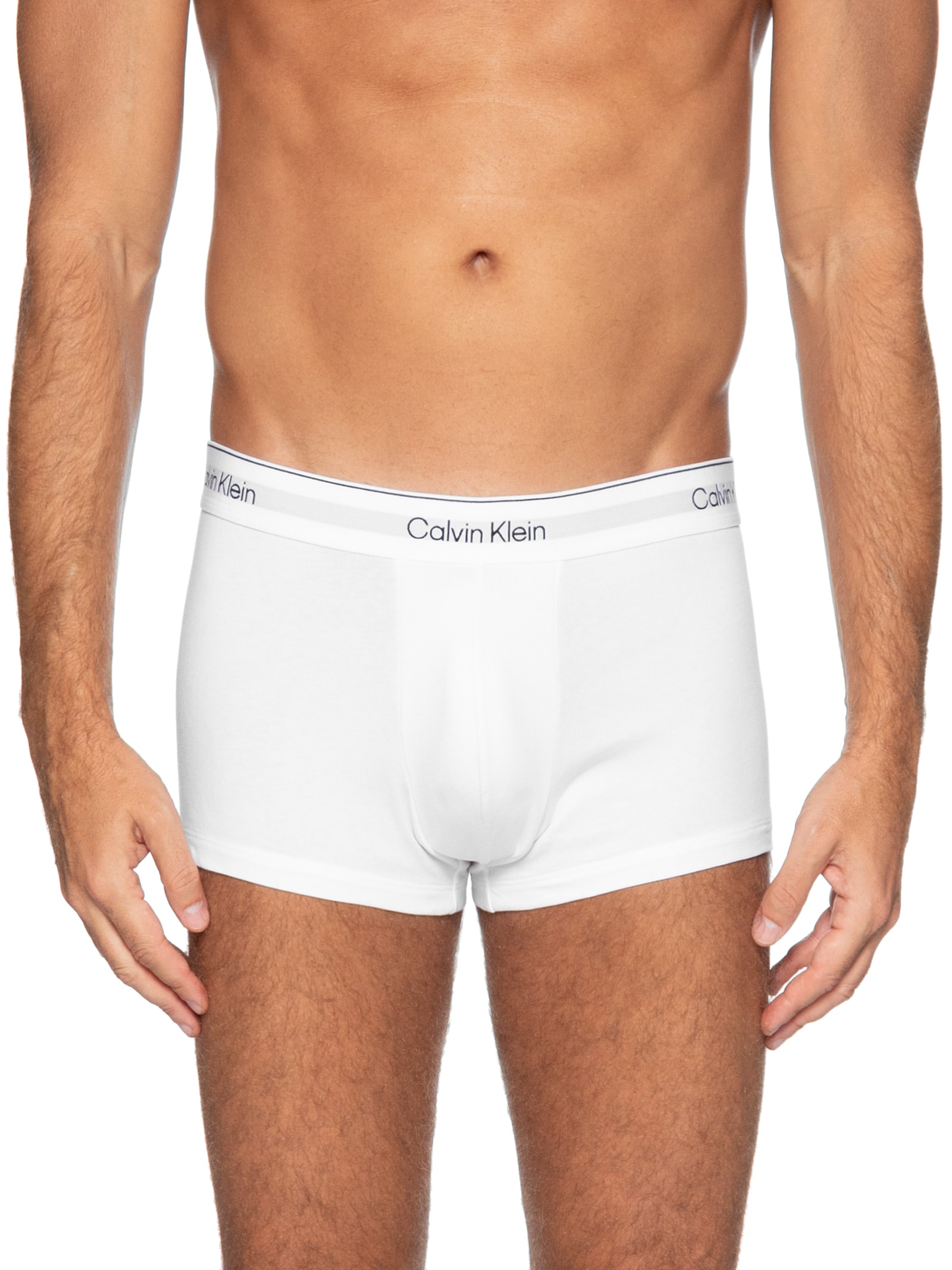 Kit 3 Cuecas Low Rise Trunk Icon Cotton Stretch Branco Calvin Klein Underwear