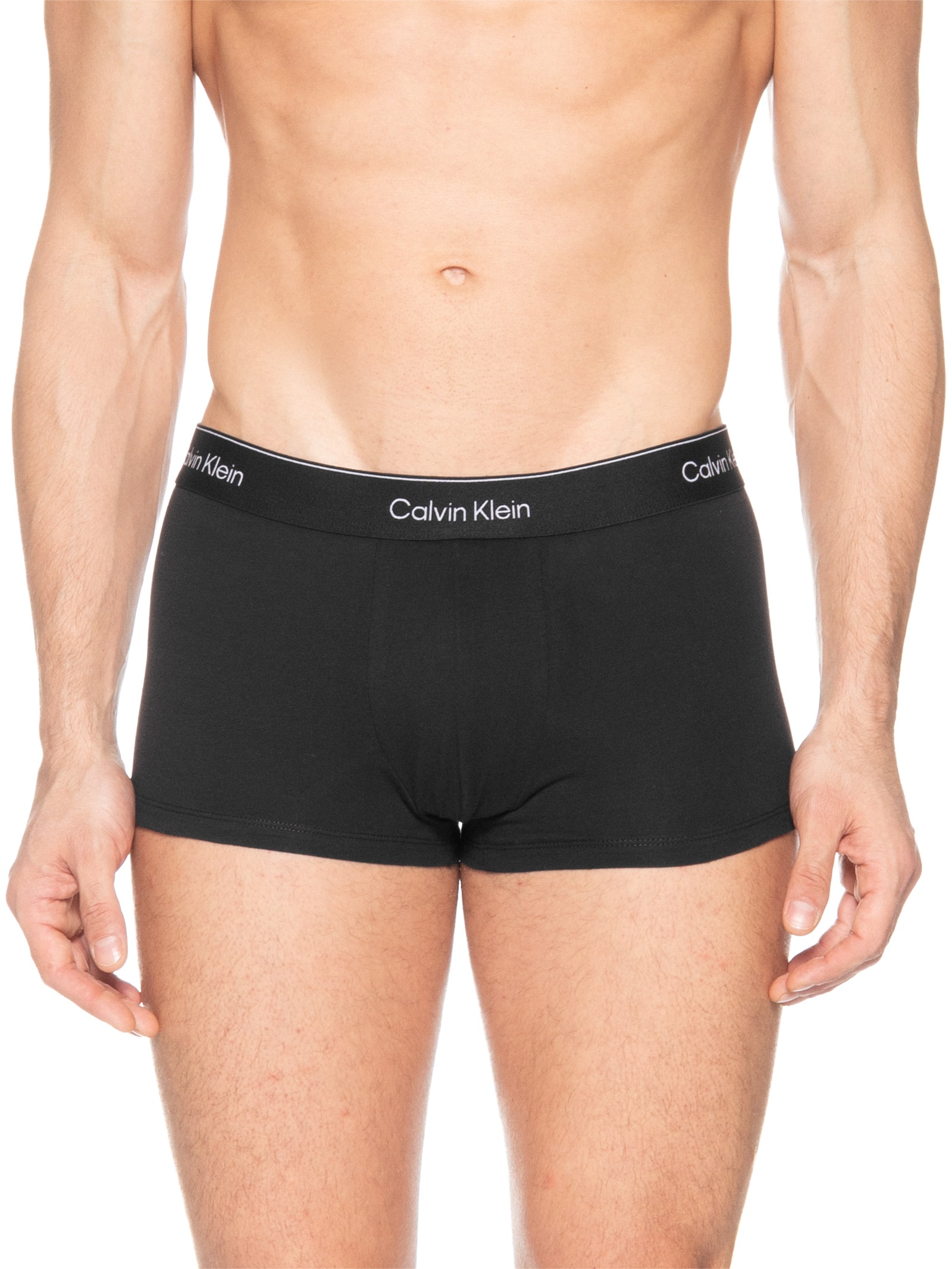 Kit 3 Cuecas Low Rise Trunk Icon Cotton Stretch Preto Calvin Klein Underwear
