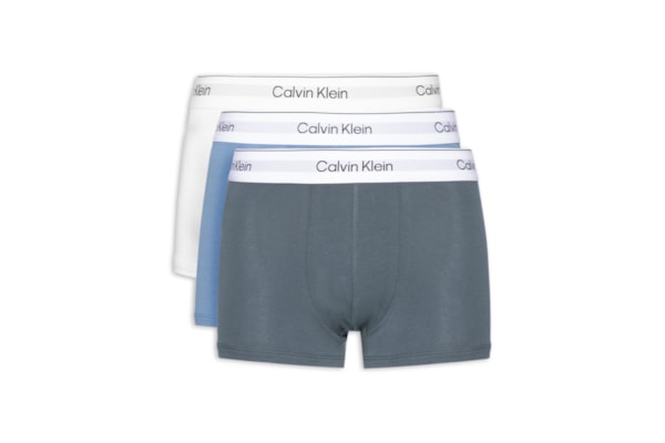 Kit 3 Cuecas Low Rise Trunk Icon Cotton Stretch – Azul