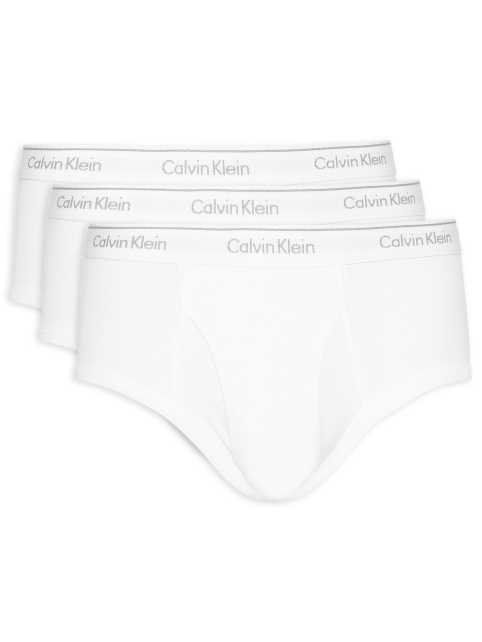 Kit 3 Cuecas Masculinas Brief Em Ribana De Algodão Branco Calvin Klein Underwear