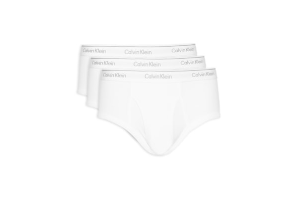 Kit 3 Cuecas Masculinas Brief Em Ribana De Algodão - Branco