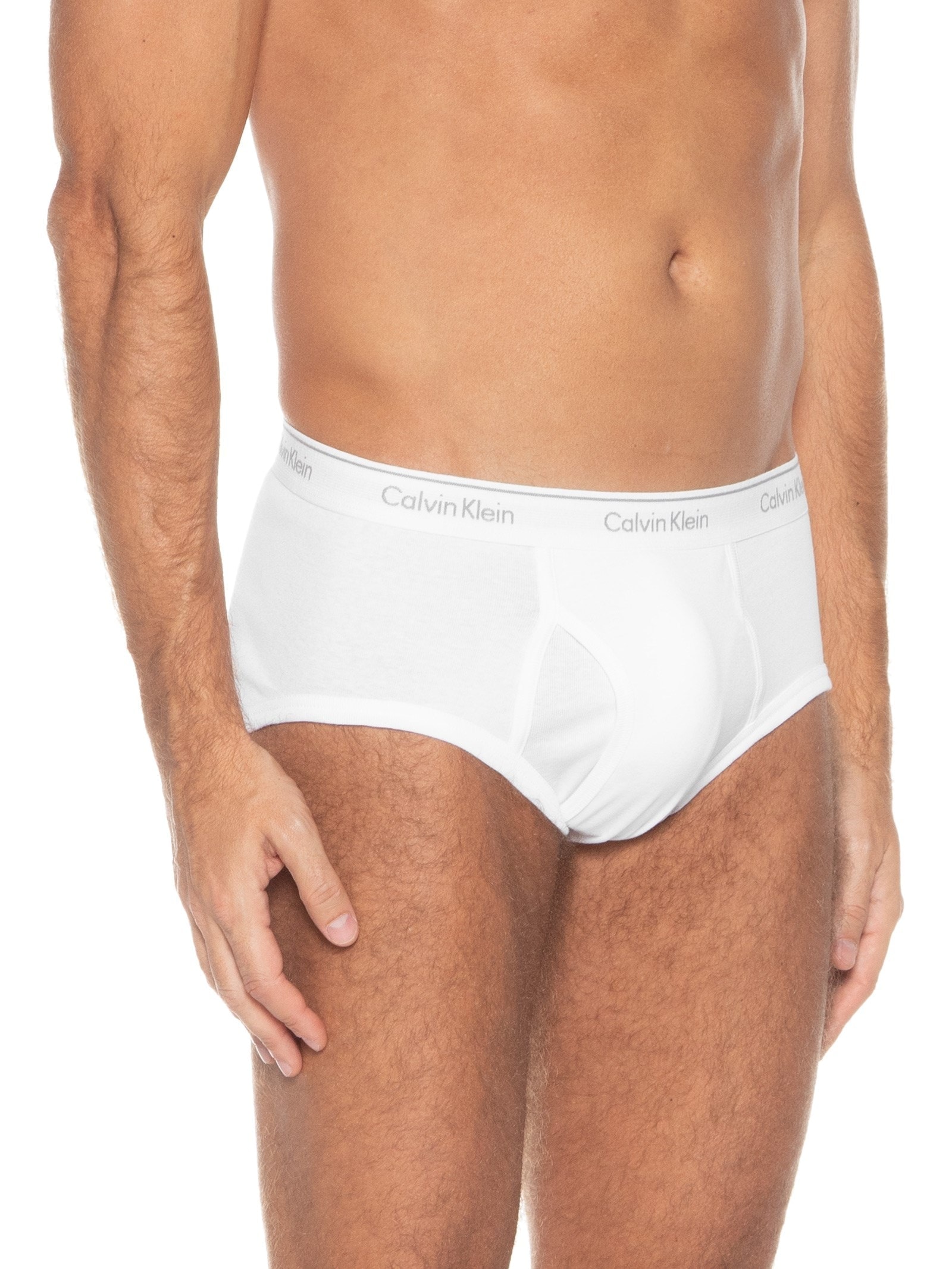 Kit 3 Cuecas Masculinas Brief Em Ribana De Algodão Branco Calvin Klein Underwear