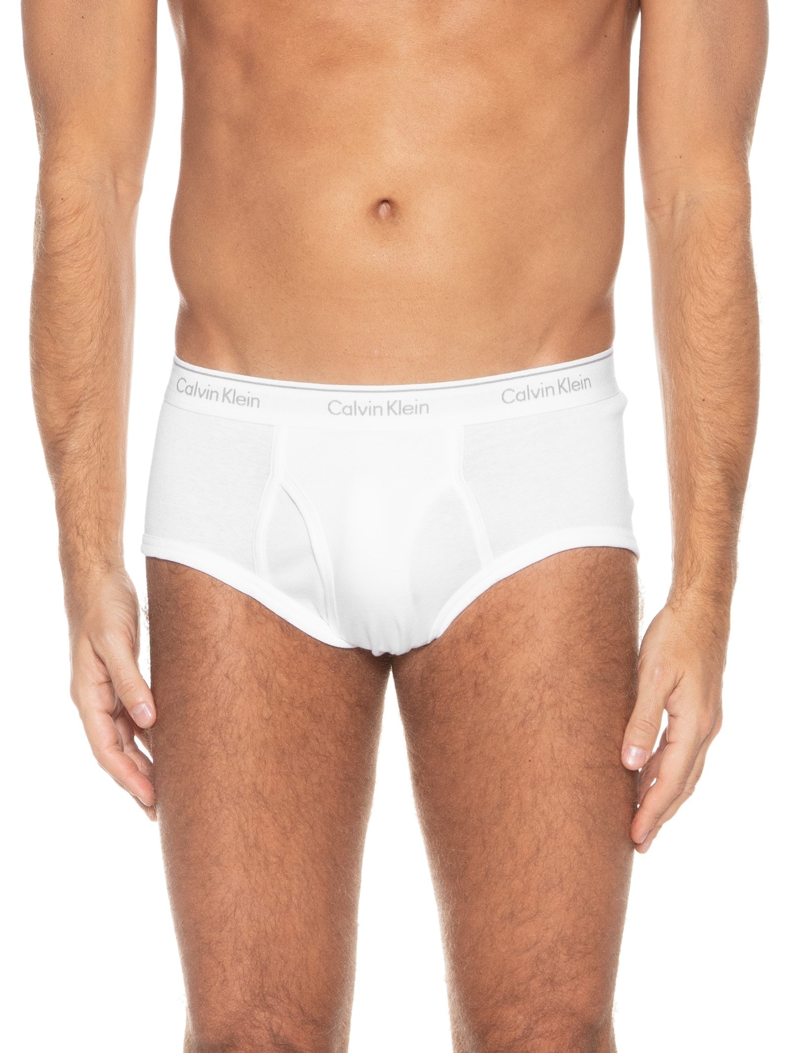Kit 3 Cuecas Masculinas Brief Em Ribana De Algodão Branco Calvin Klein Underwear