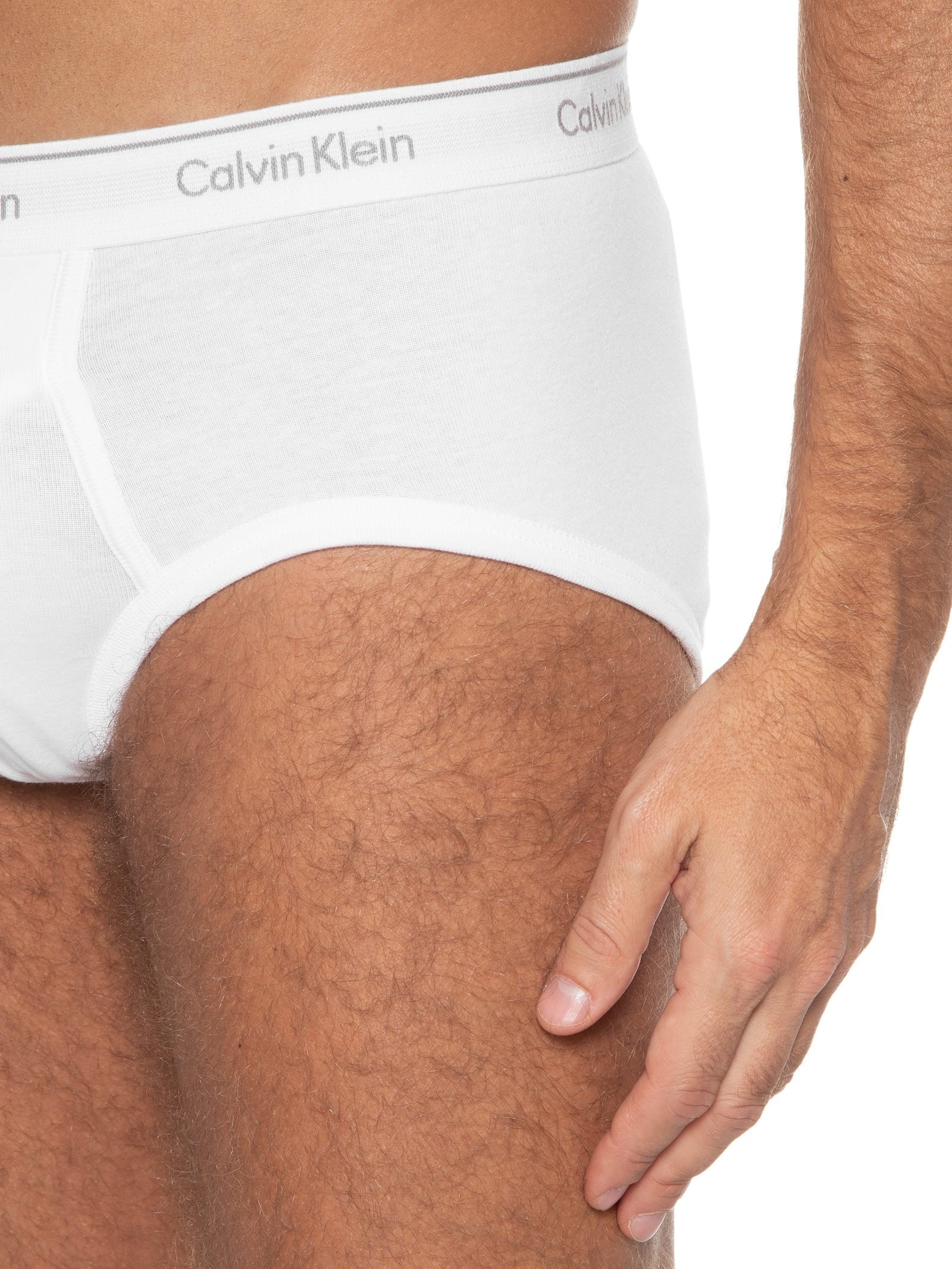 Kit 3 Cuecas Masculinas Brief Em Ribana De Algodão Branco Calvin Klein Underwear