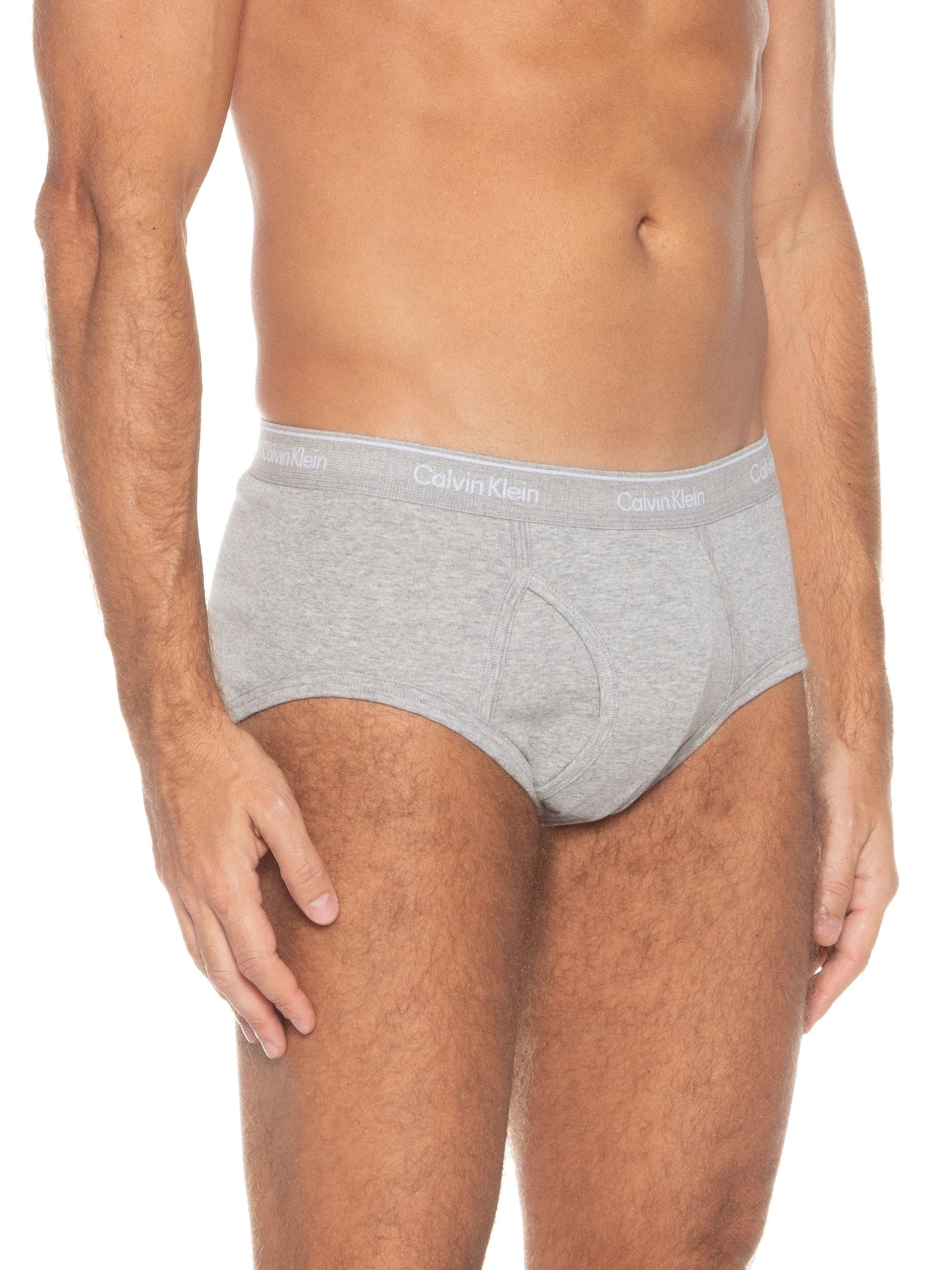 Kit 3 Cuecas Masculinas Brief Em Ribana De Algodão Cinza Calvin Klein Underwear