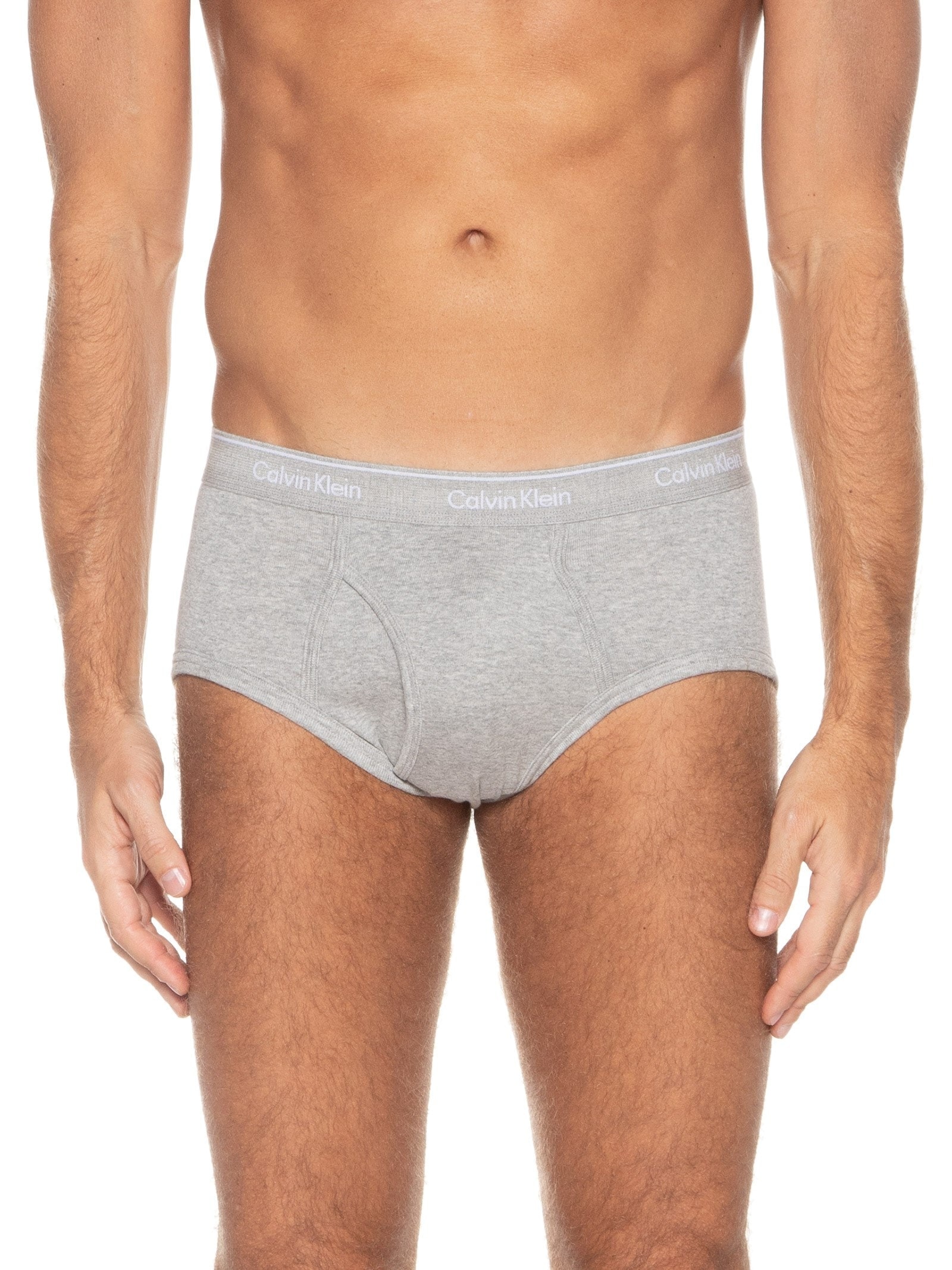 Kit 3 Cuecas Masculinas Brief Em Ribana De Algodão Cinza Calvin Klein Underwear