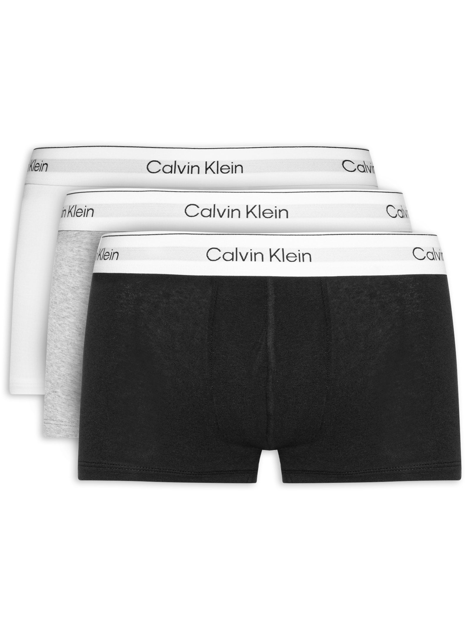 Kit 3 Cuecas Masculinas Low Rise Trunk Icon Cotton Cinza Calvin Klein Underwear