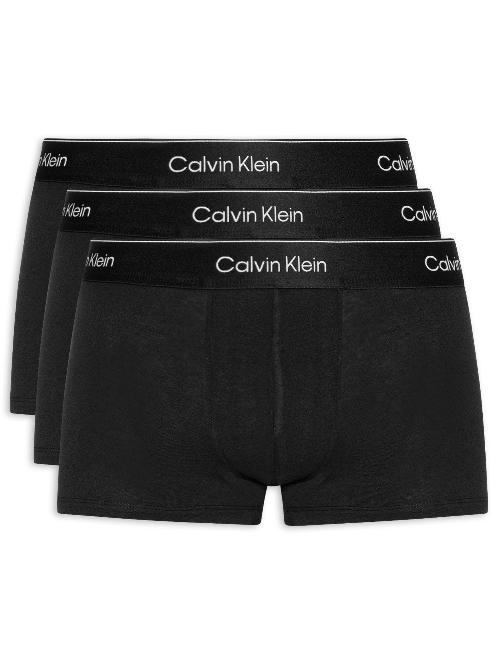 Kit 3 Cuecas Masculinas Low Rise Trunk Icon Cotton Stretch Preto Calvin Klein Underwear