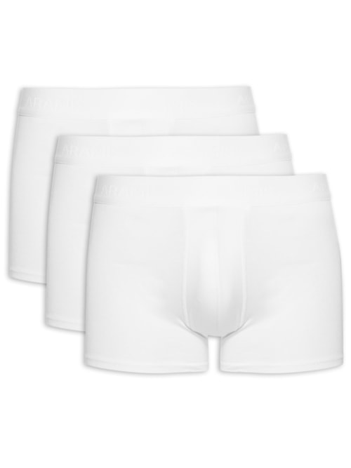 Kit 3 Cuecas Neo Boxer Cotton – Branco
