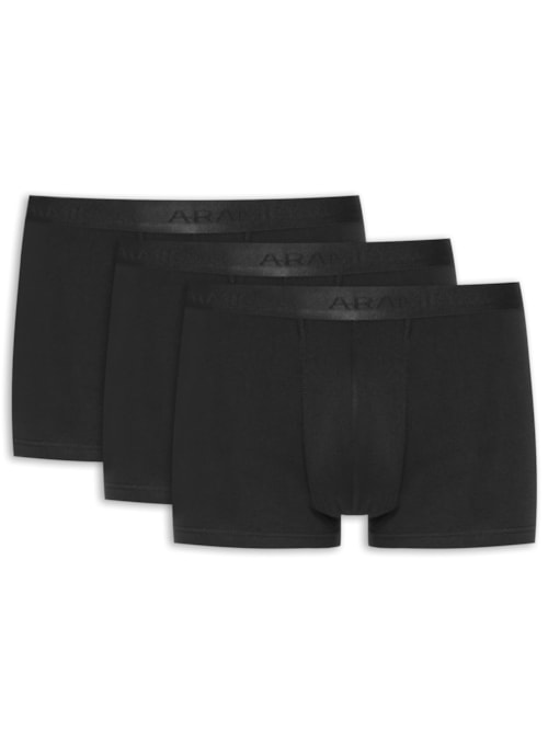 Kit 3 Cuecas Neo Boxer Cotton – Preto