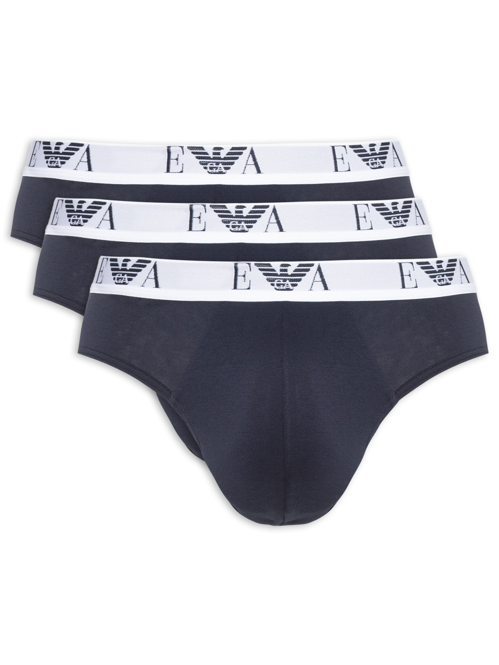 Kit 3 Cuecas Slip Bottom 3 Peças Azul Emporio Armani Bodywear