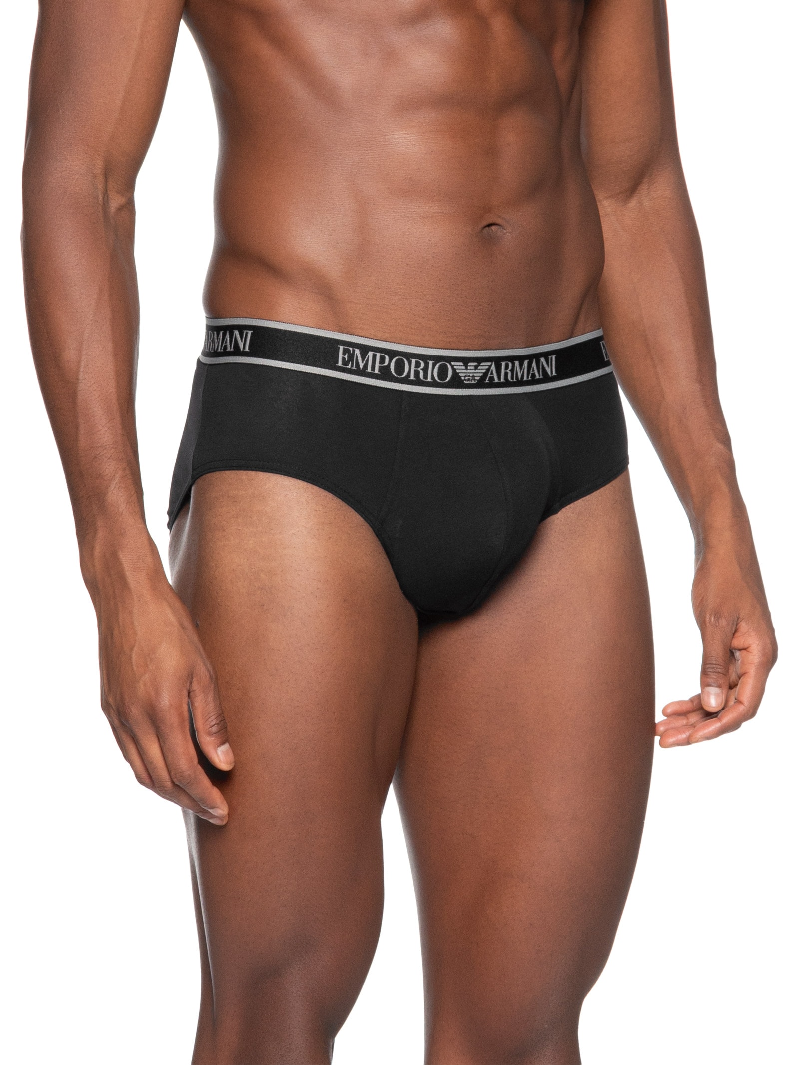 Kit 3 Cuecas Slip Bottom Masculina Preto Emporio Armani Bodywear