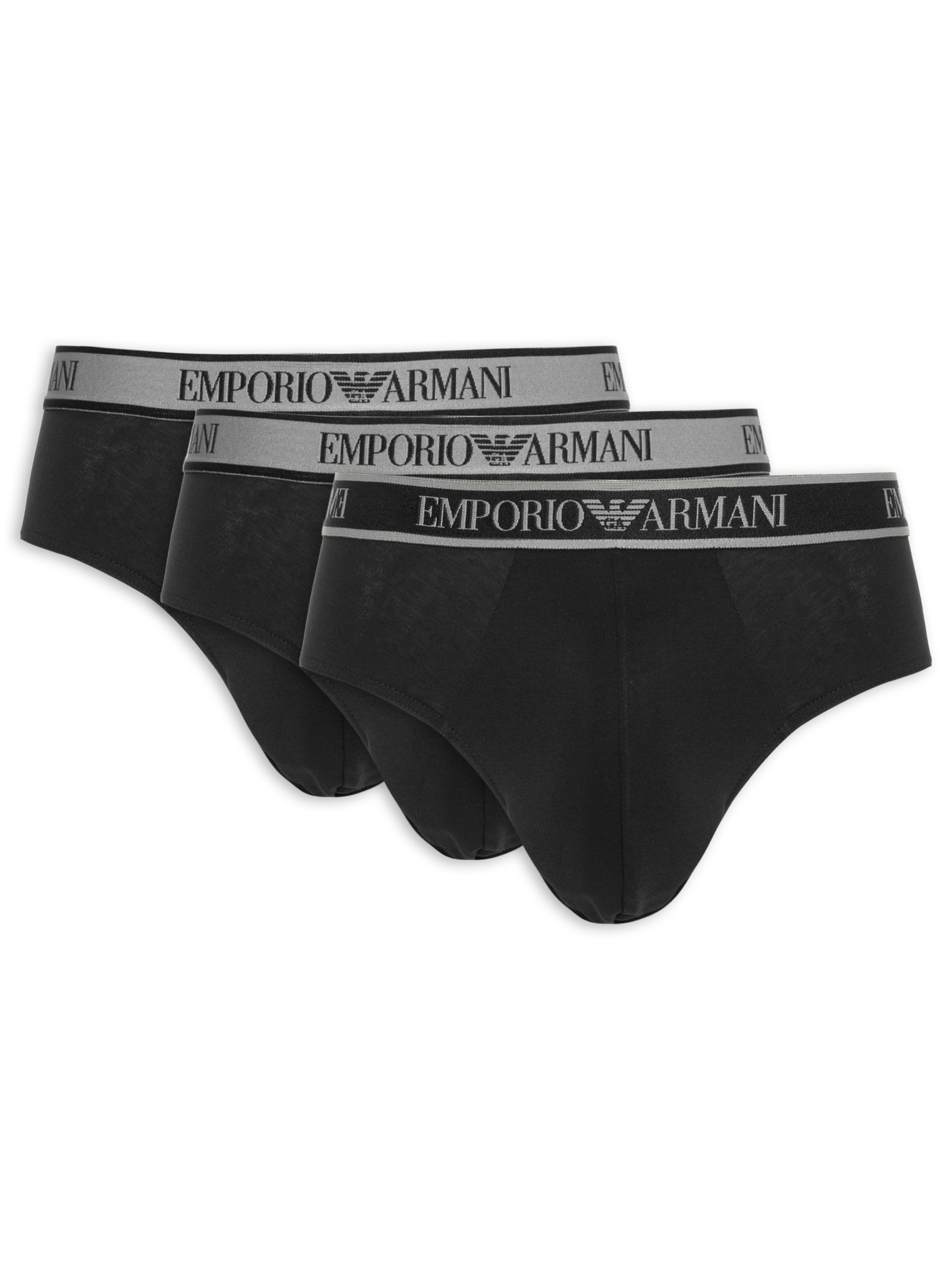 Kit 3 Cuecas Slip Bottom Masculina Preto Emporio Armani Bodywear