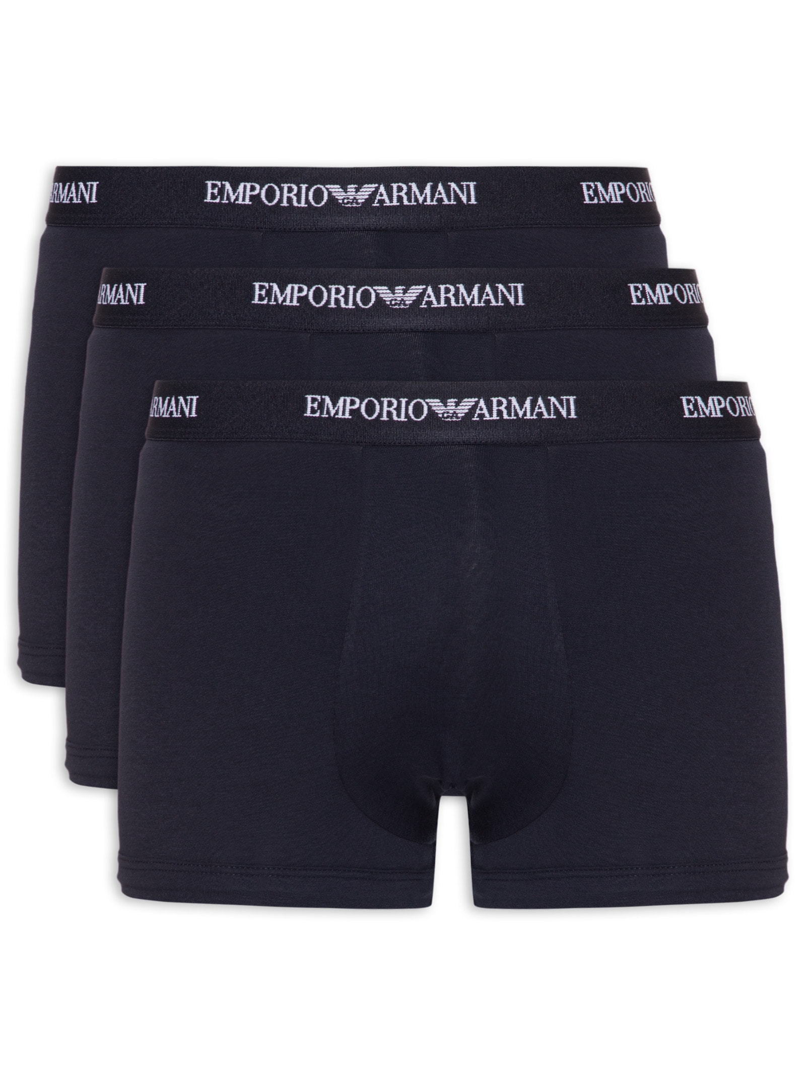 Kit 3 Cuecas Trunk Bottom Azul Emporio Armani Bodywear