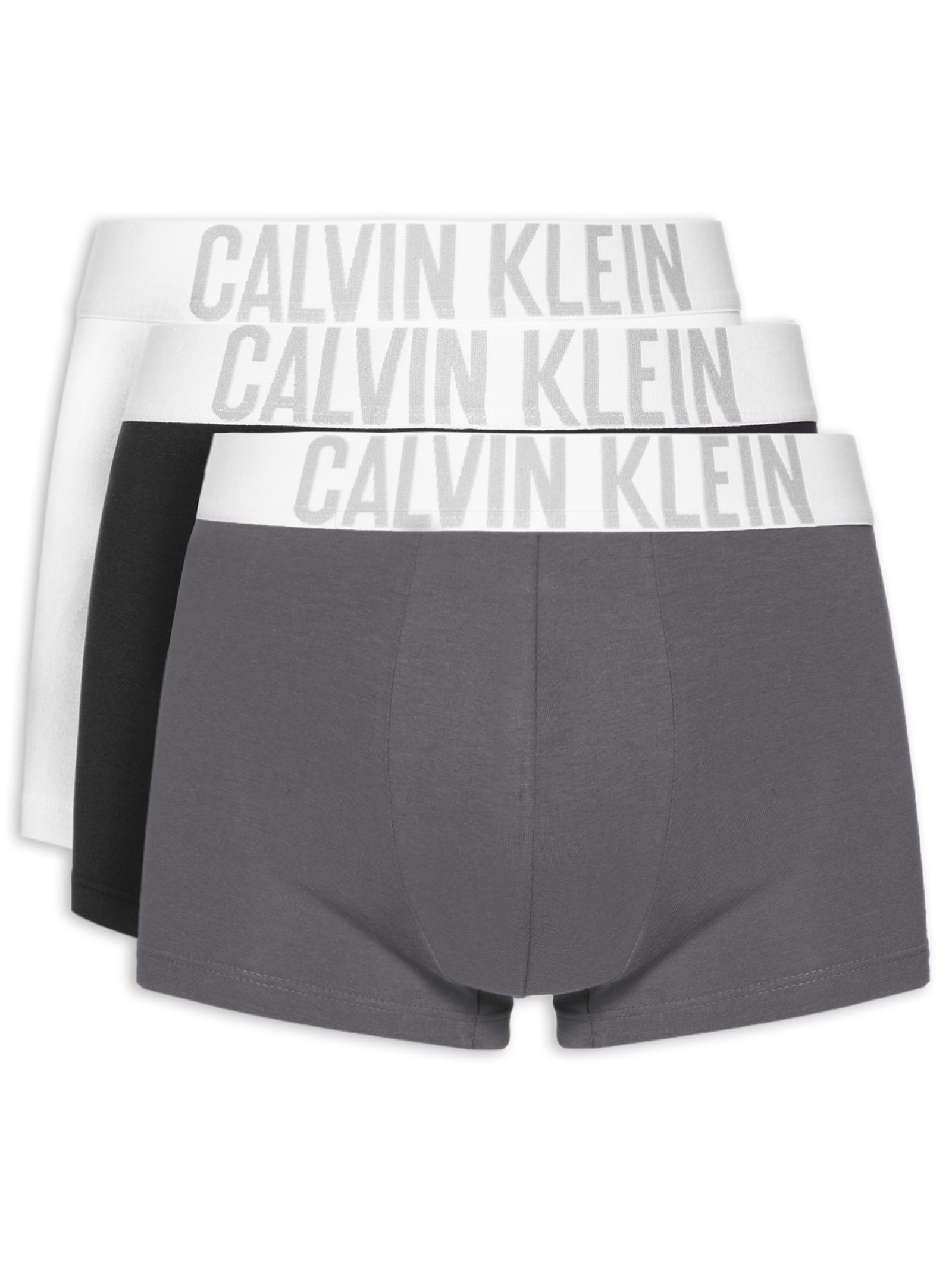 Kit 3 Cuecas Trunk Cotton Intense Power Cinza Calvin Klein Underwear