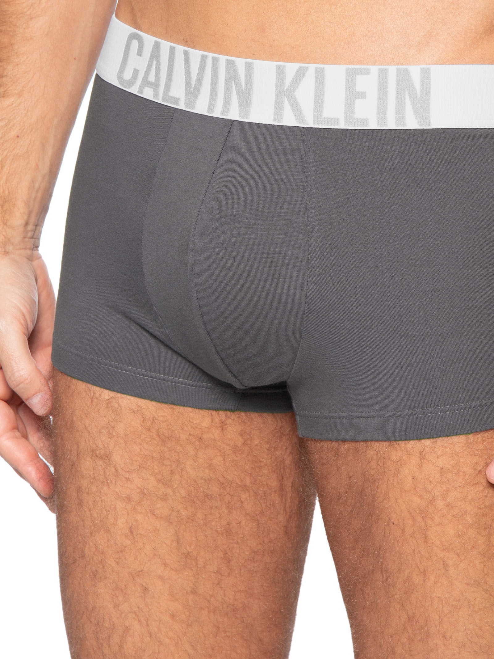 Kit 3 Cuecas Trunk Cotton Intense Power Cinza Calvin Klein Underwear