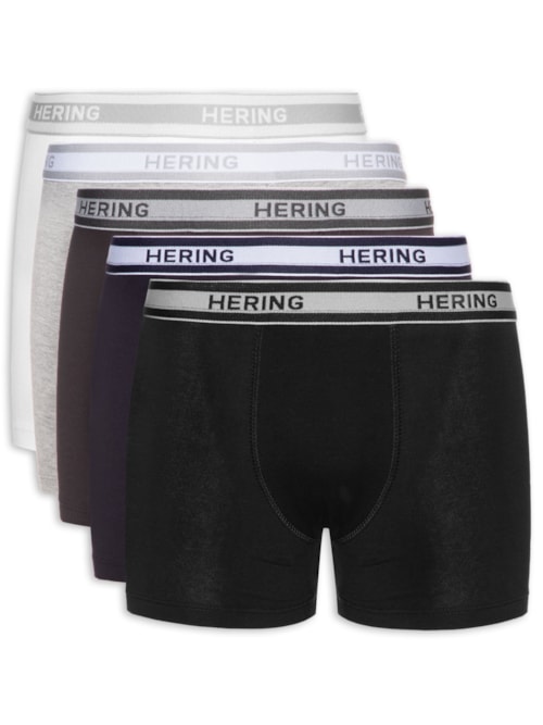 Kit 5 Cuecas Boxer Em Algodão – Preto
