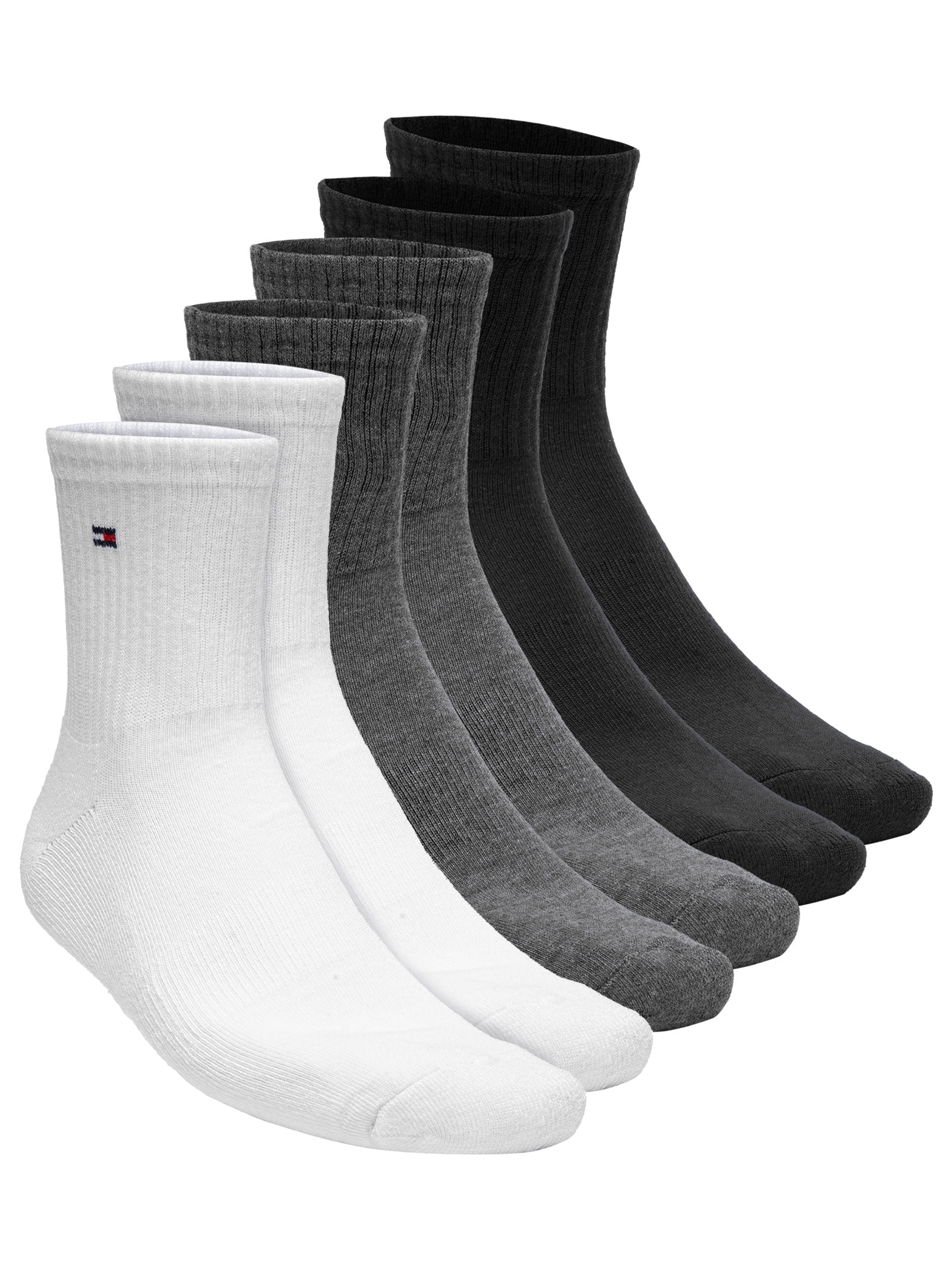 Kit 6 Pares de Meia Cano Médio Athletic High Quarter Masculino Cinza Tommy Hilfiger