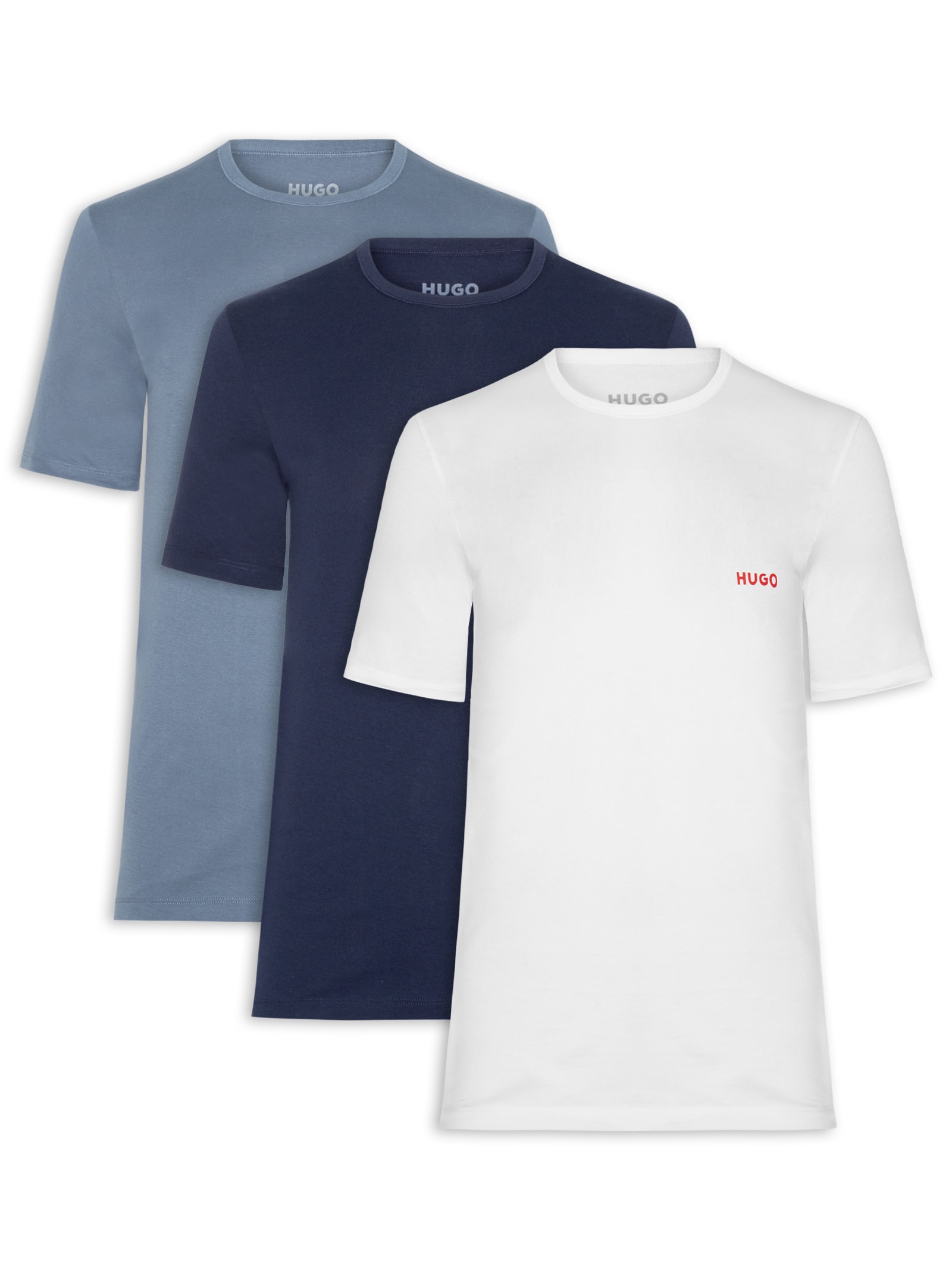 Kit Camiseta Masculina 3p Rn Triplet P- Azul Hugo