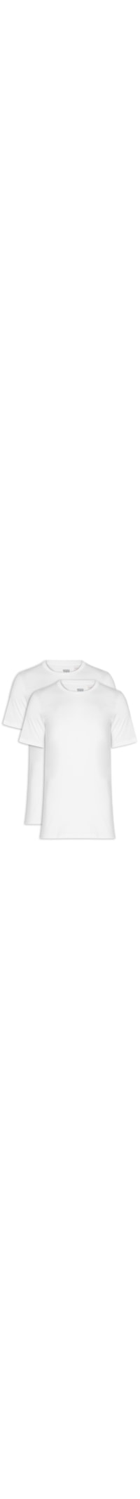 Kit Camiseta Masculina Básica em Algodão com 2 Peças - Branco
