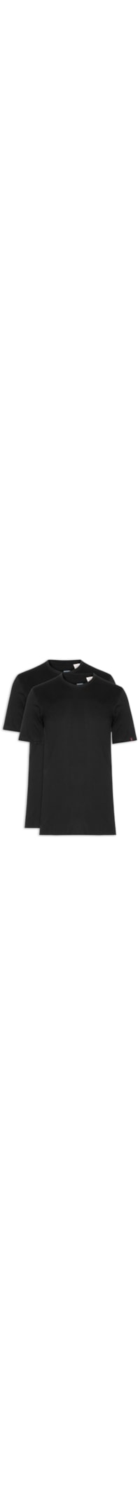 Kit Camiseta Masculina Básica em Algodão com 2 Peças - Preto
