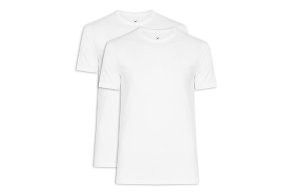 Kit Camiseta Masculina em Algodão 2 Peças - Branco