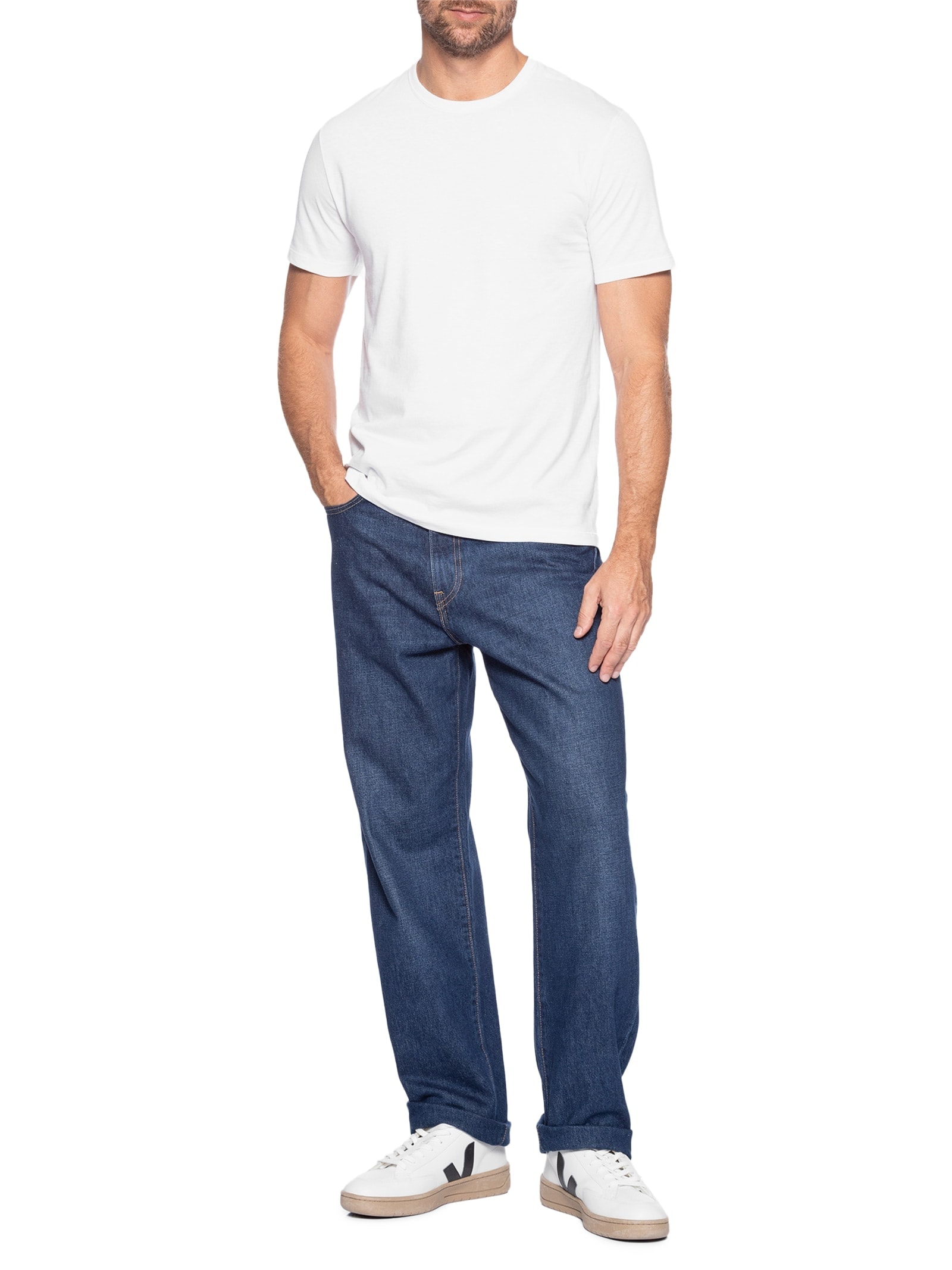 Kit Camiseta Masculina em Algodão 2 Peças Branco Hering