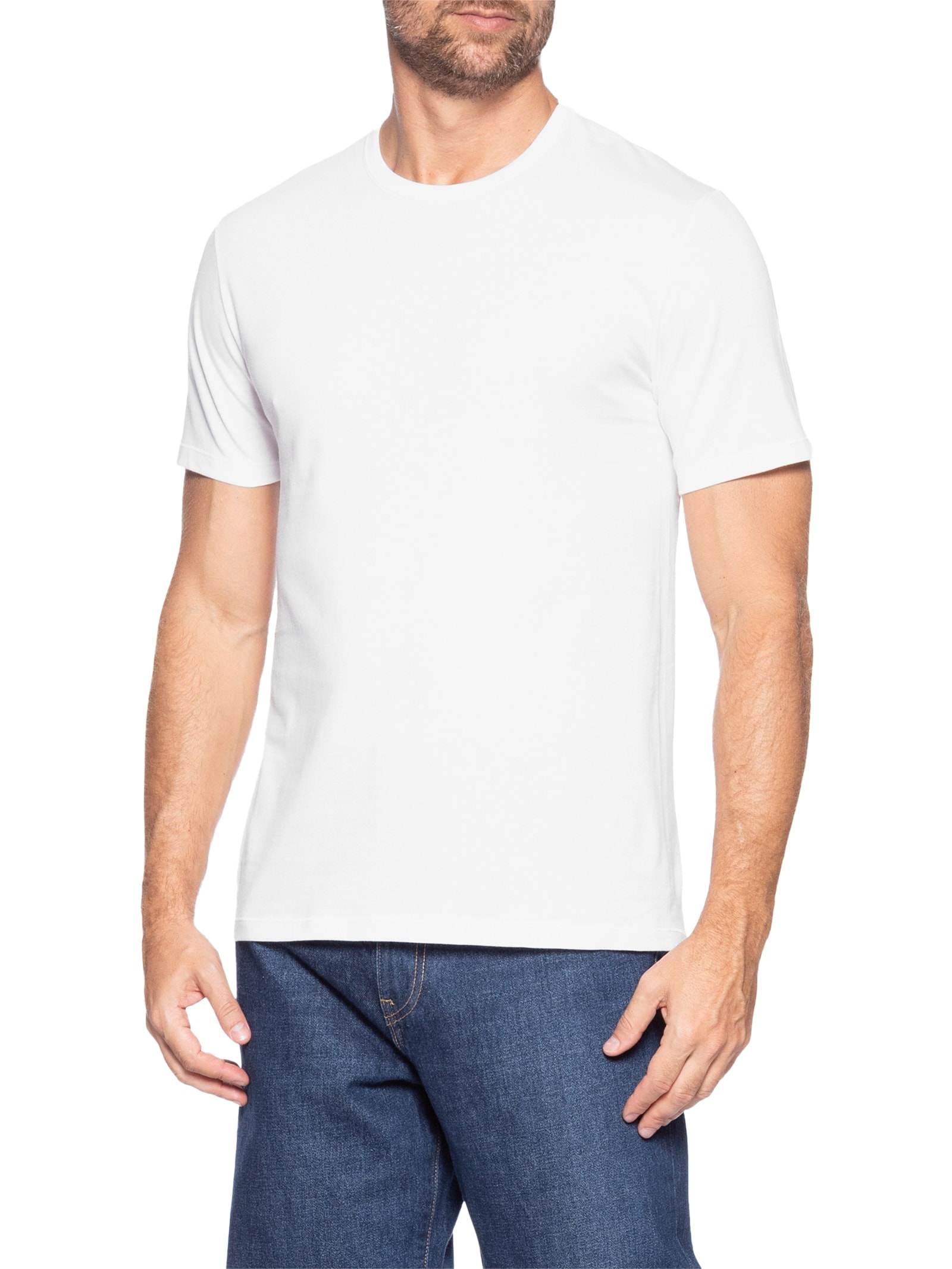 Kit Camiseta Masculina em Algodão 2 Peças Branco Hering
