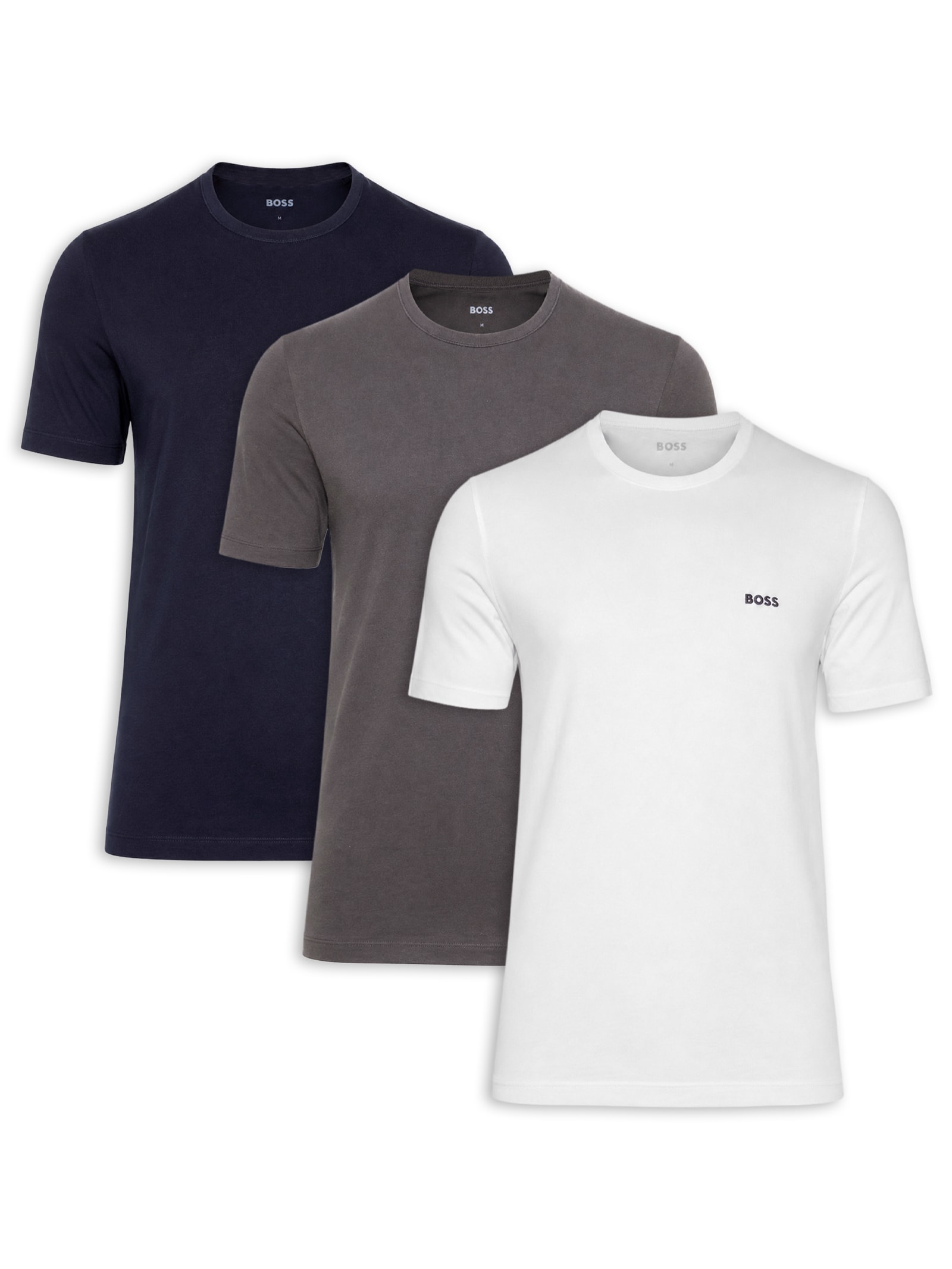 Kit Camiseta Masculina Rn 3P Classic Branco Boss