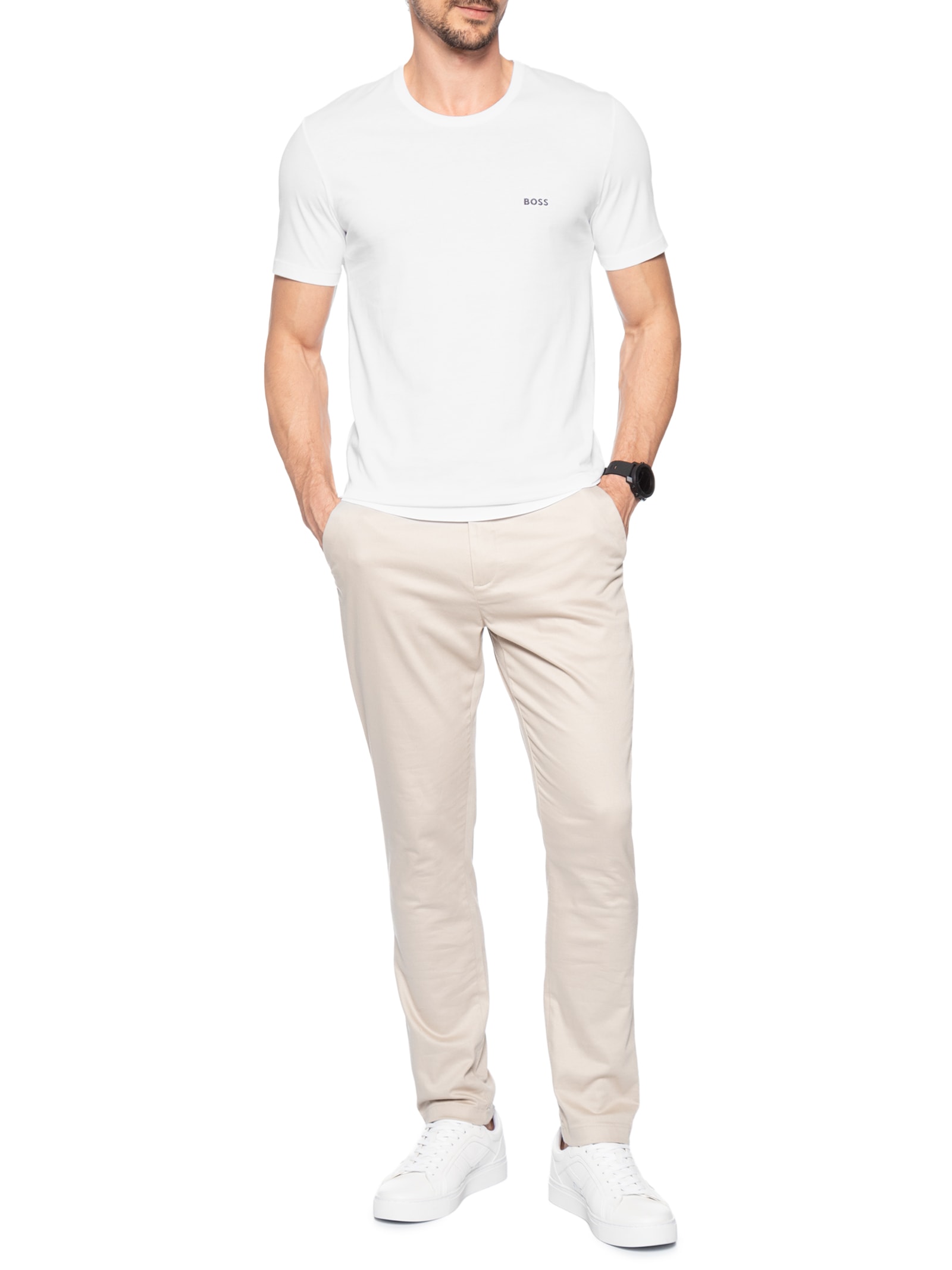 Kit Camiseta Masculina Rn 3P Classic Branco Boss