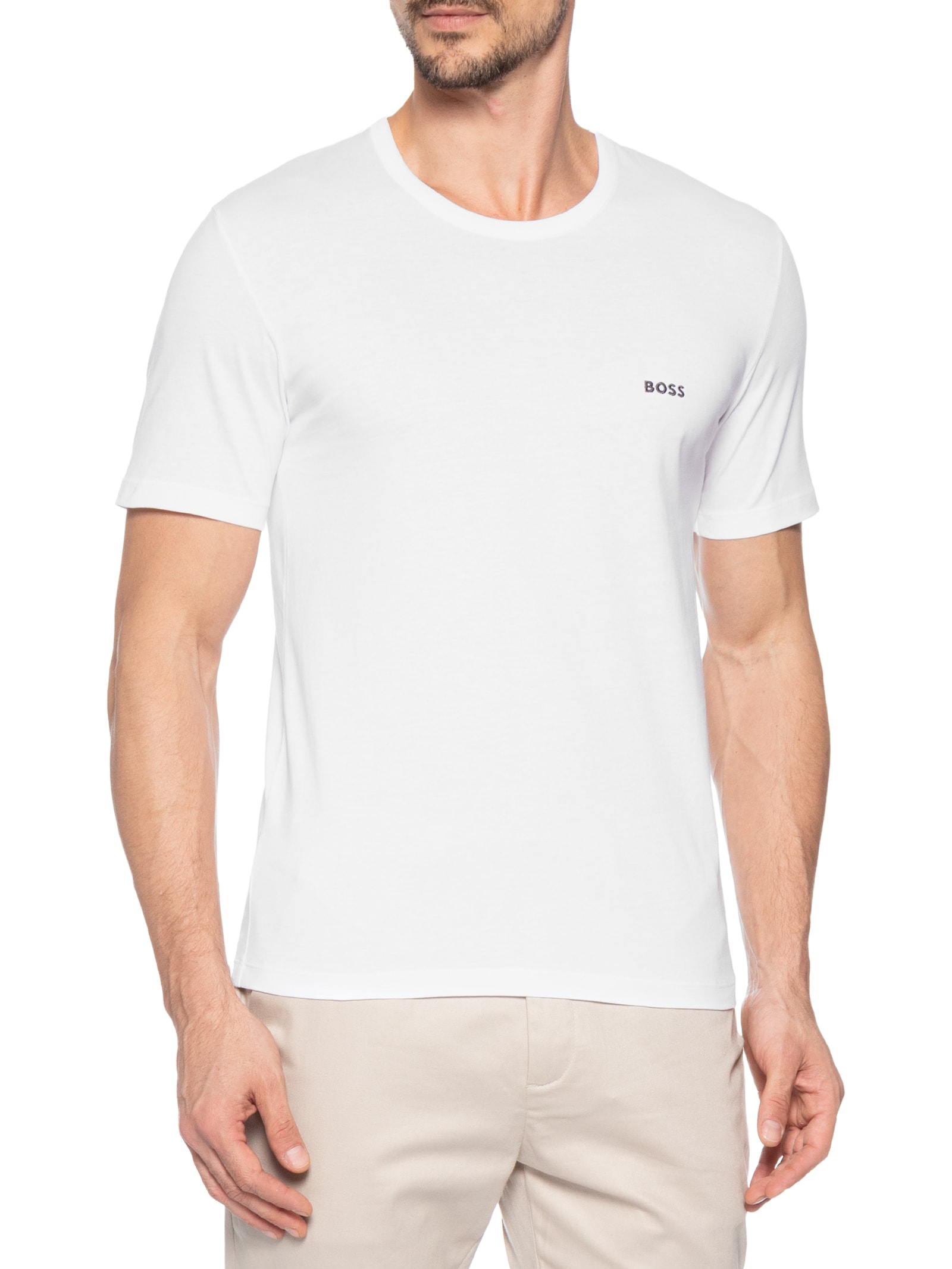 Kit Camiseta Masculina Rn 3P Classic Branco Boss