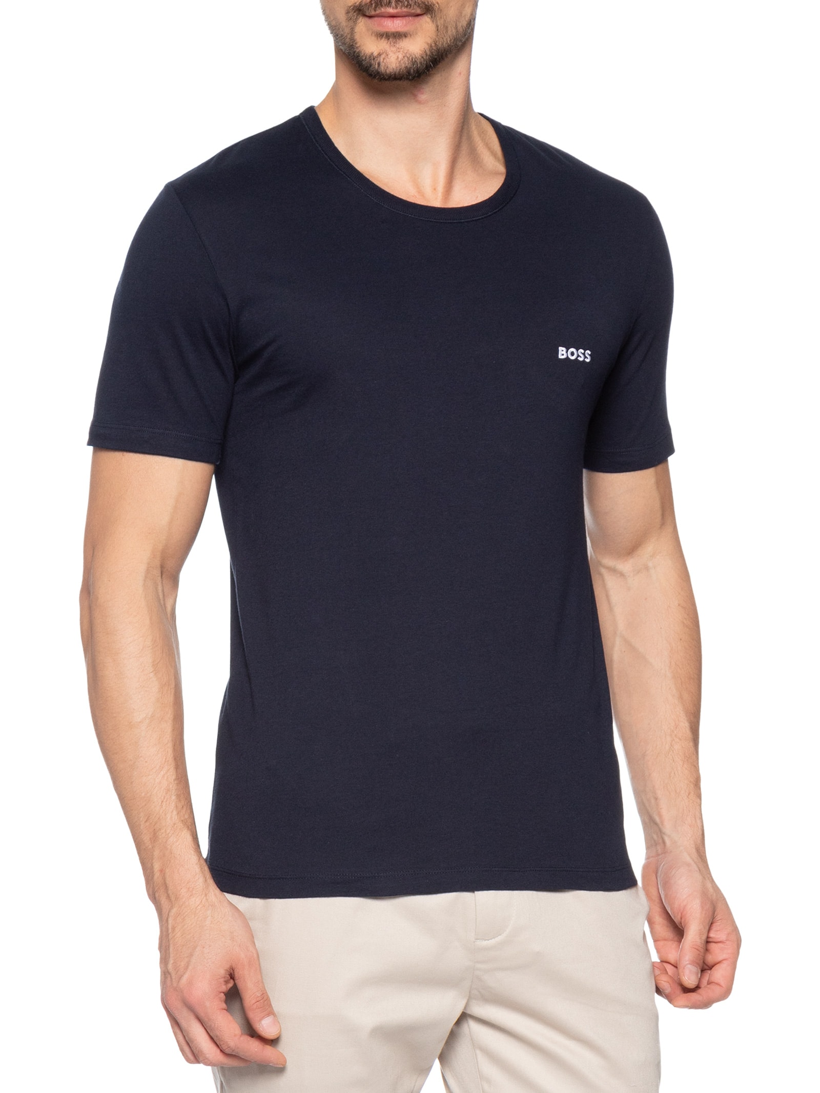 Kit Camiseta Masculina Rn 3P Classic Branco Boss
