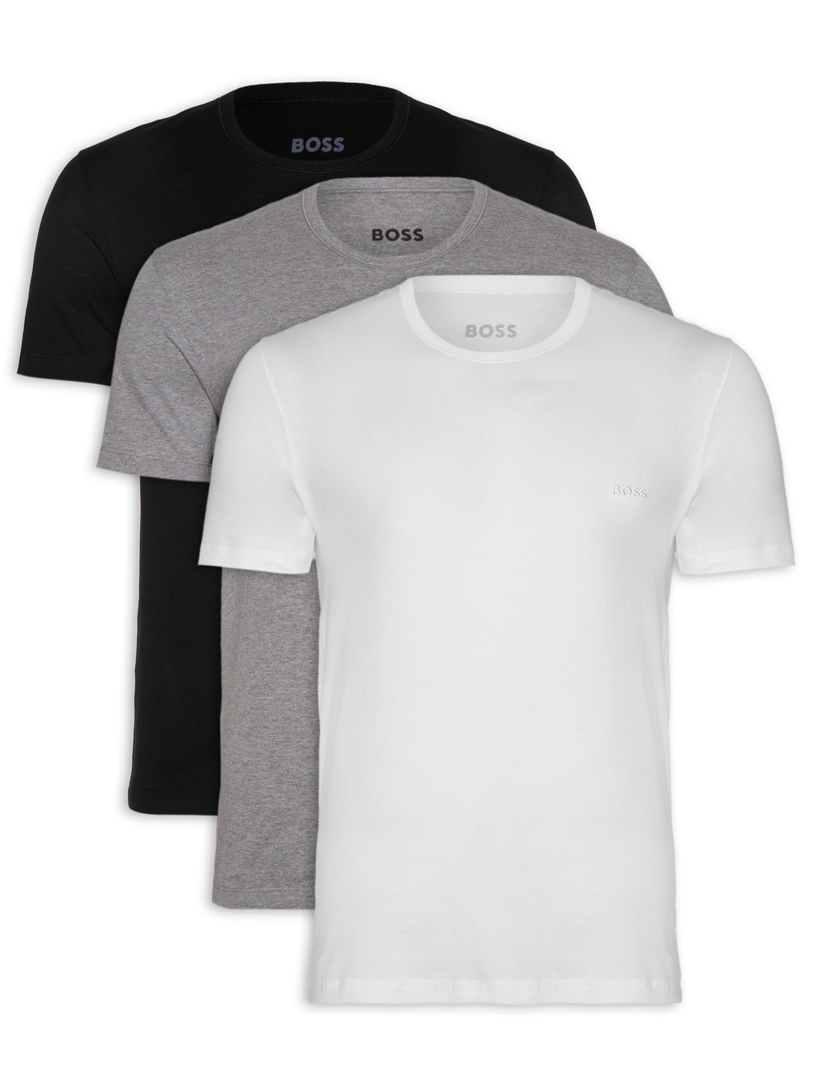 Kit Camisetas Masculina Tshirt Rn 3p Classic Branco Boss