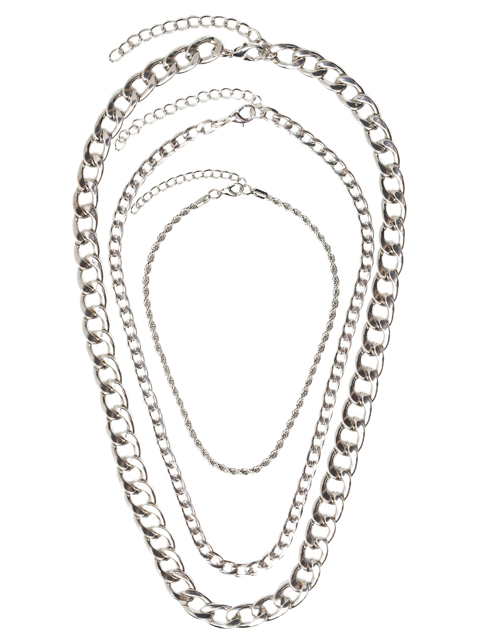 Kit Colar Feminino Correntes Elos Variados Prateado Basiq