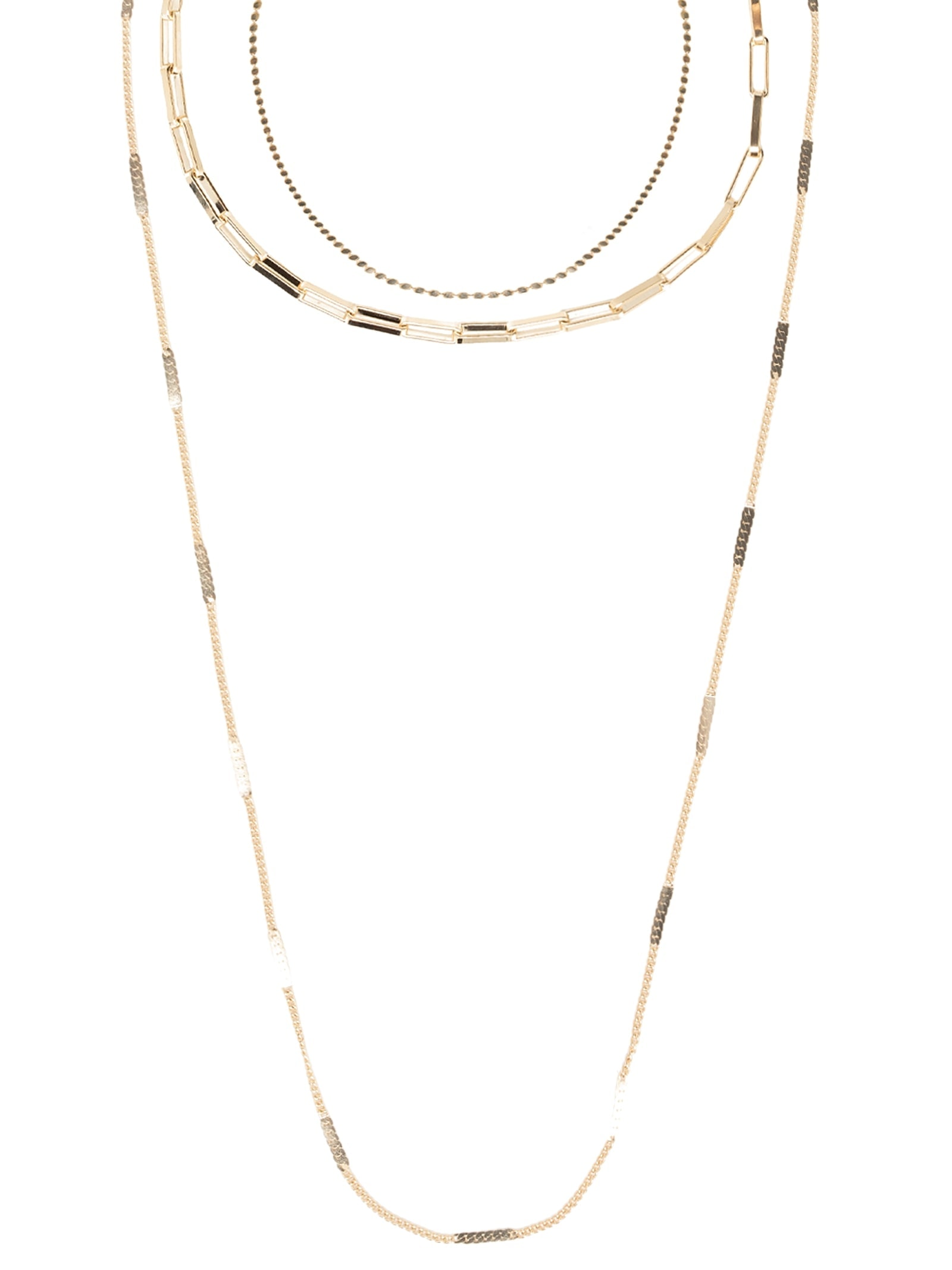 Kit Colar Feminino Folheado Diferentes Elos Dourado Basiq