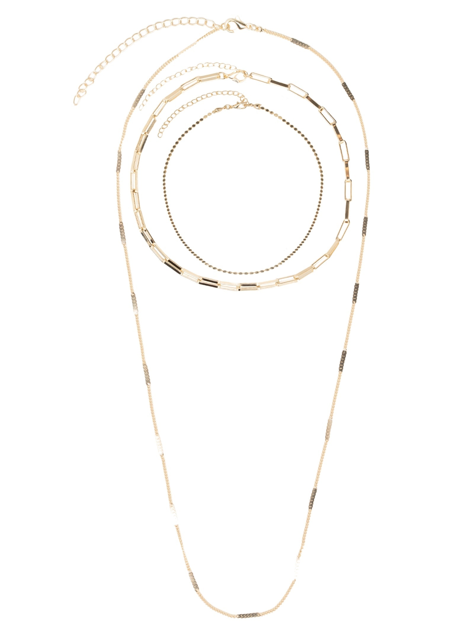 Kit Colar Feminino Folheado Diferentes Elos Dourado Basiq