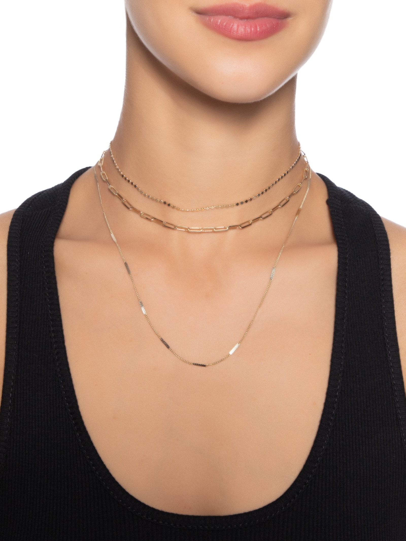 Kit Colar Feminino Folheado Diferentes Elos Dourado Basiq