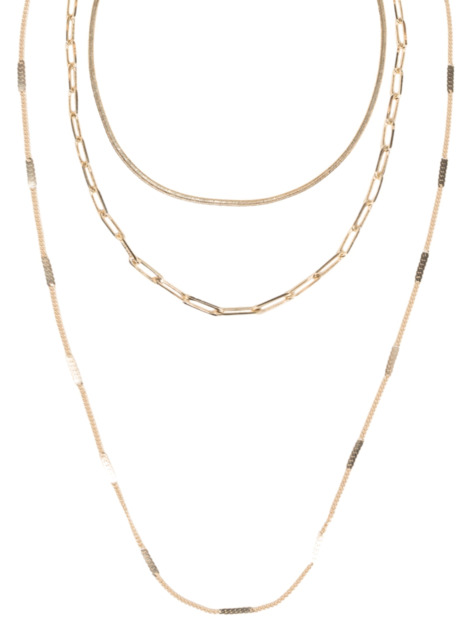 Kit Colar Feminino Folheado Diferentes Elos Dourado Basiq